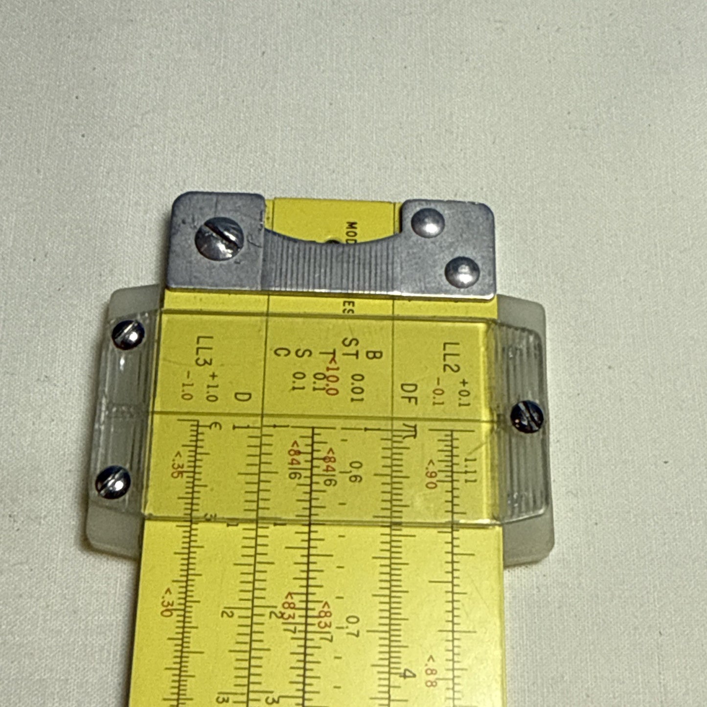 Vintage Pickett 12 Inch Metal Slide Rule Eye Saver Yellow Embossed Leather Case