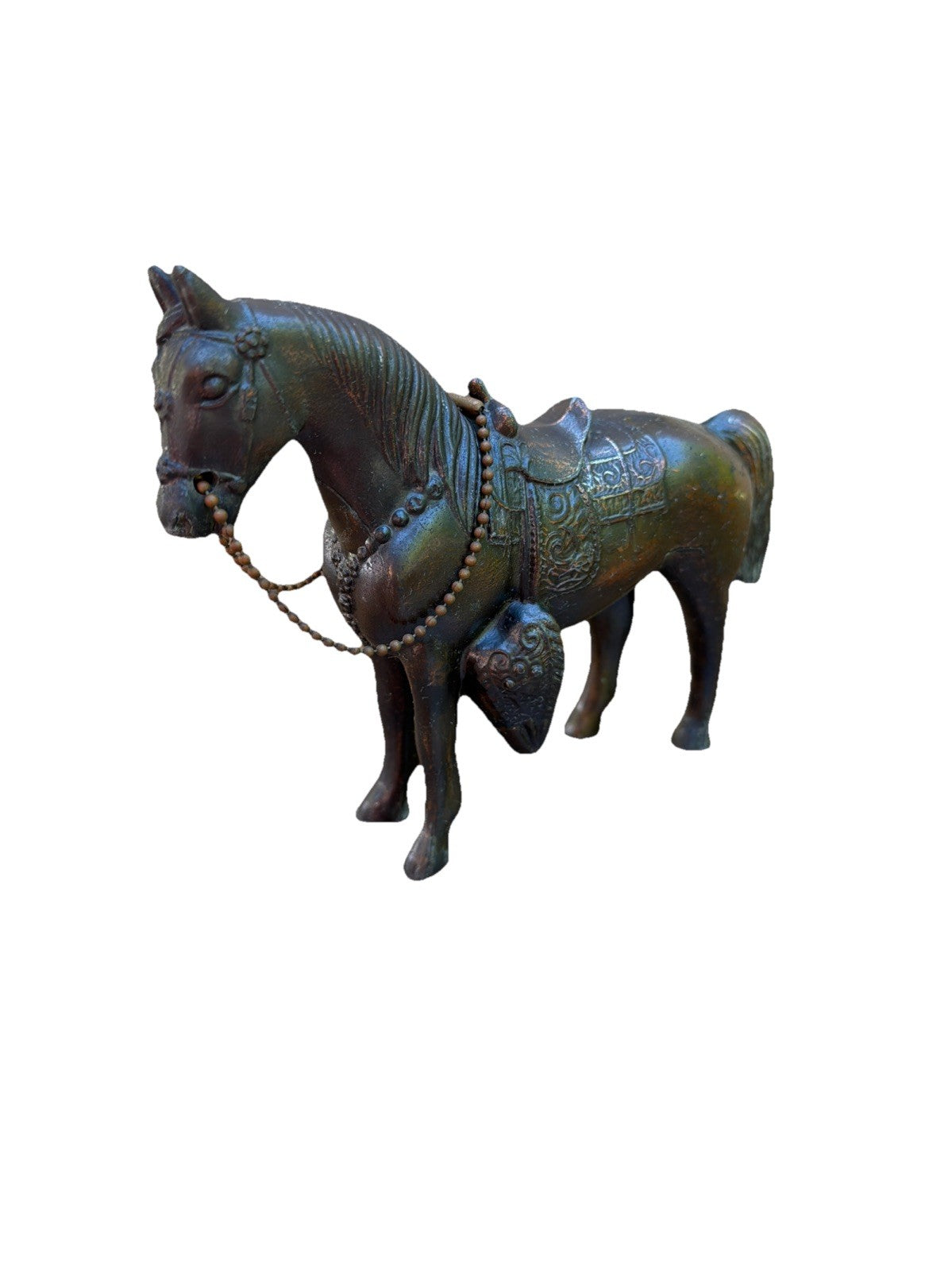 Vintage Bronze Horse with Saddle 4.25” Tall Western Theme 1950’s