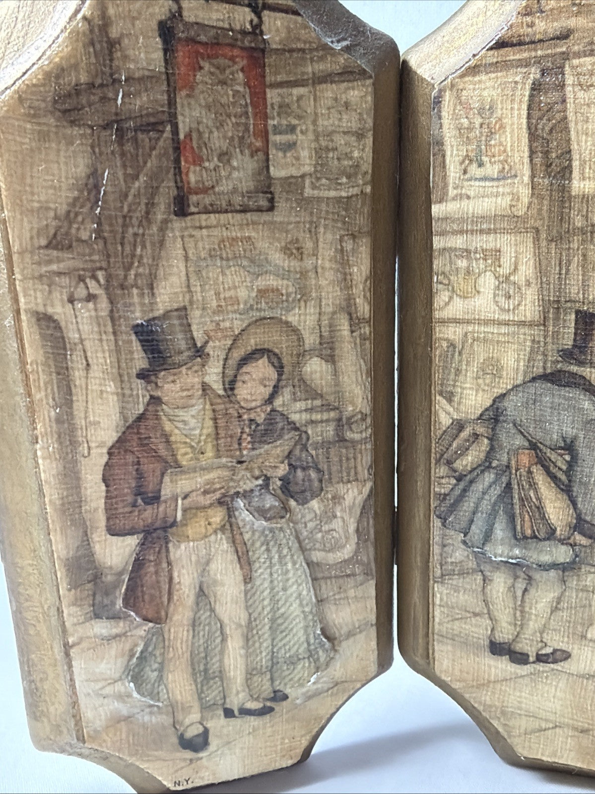 Vintage Anton Pieck Wooden Plaques 3D Decoupage Set New York