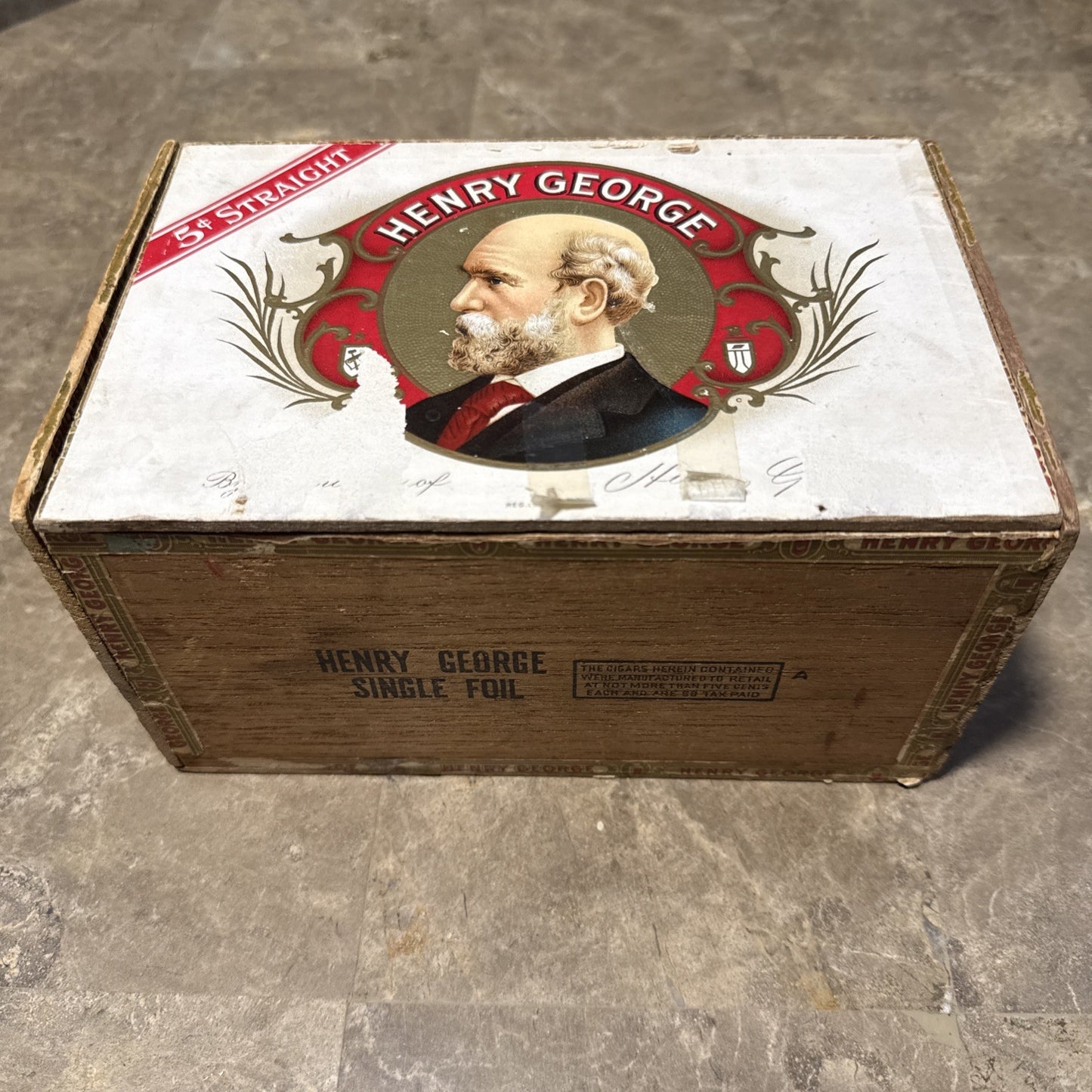 Henry George Collection Wooden Cigar Box 100 Count Pennsylvania