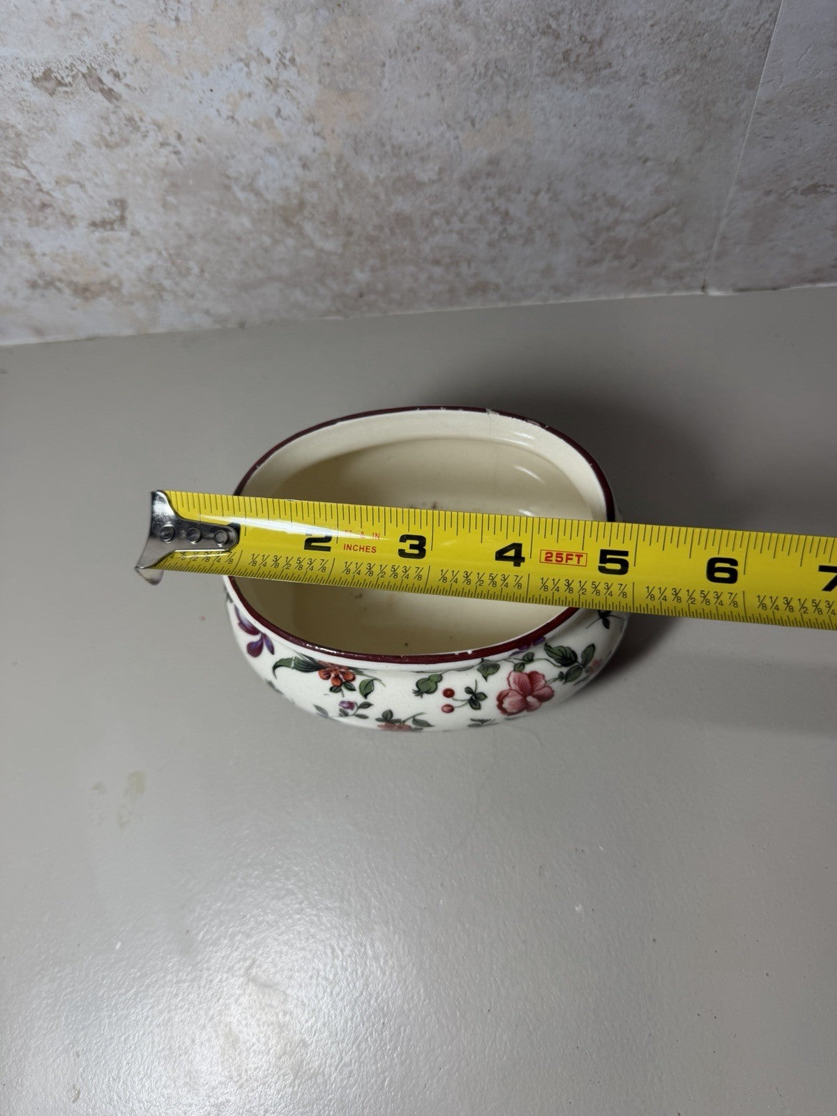 Vintage Erphila Czechoslovakia Oxford Floral Ceramic Planter Bowl Small Crack