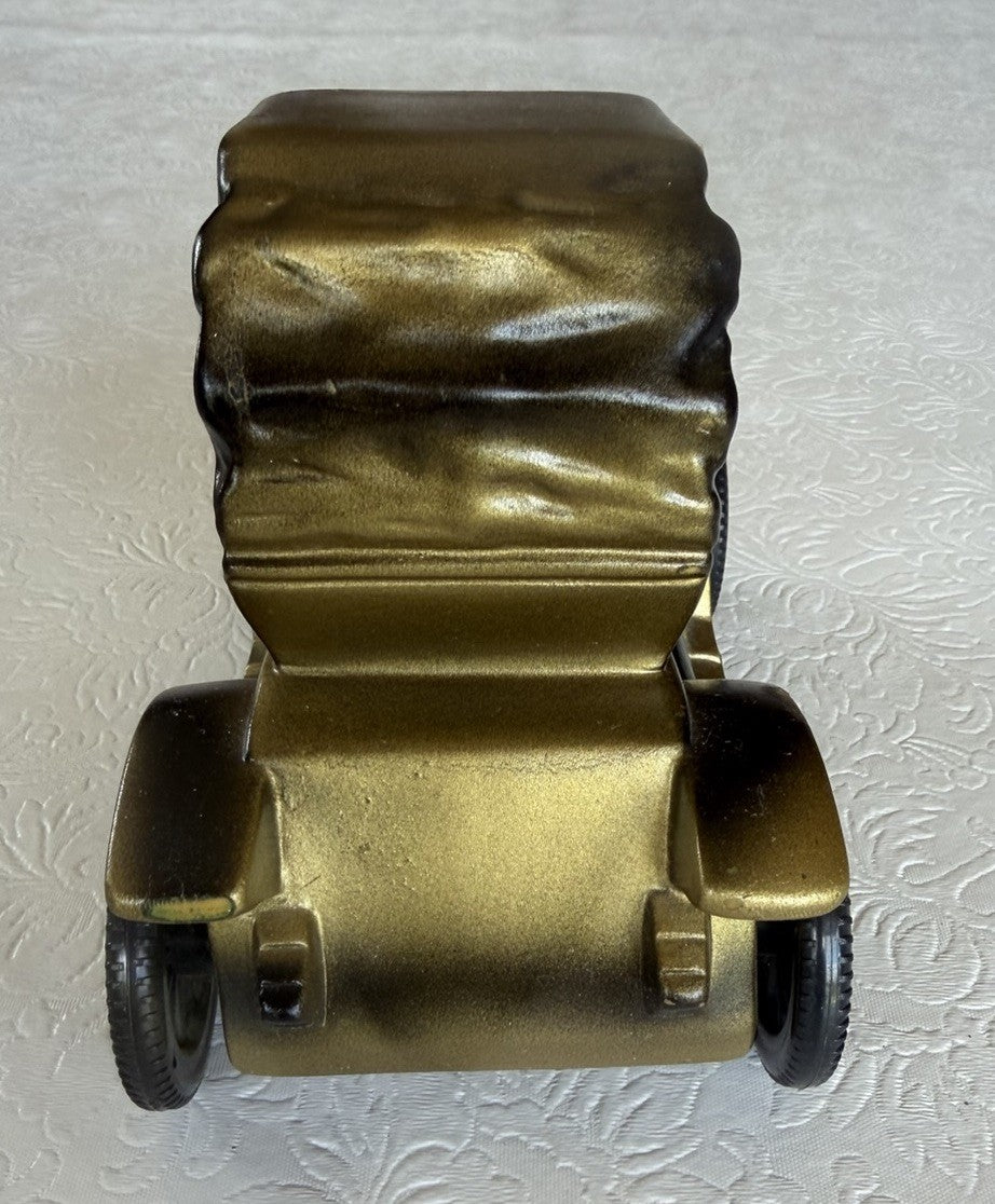 Vintage Banthrico 1900 Pillbox Coupe Car Coin Bank Gold Tone Automobile Promo