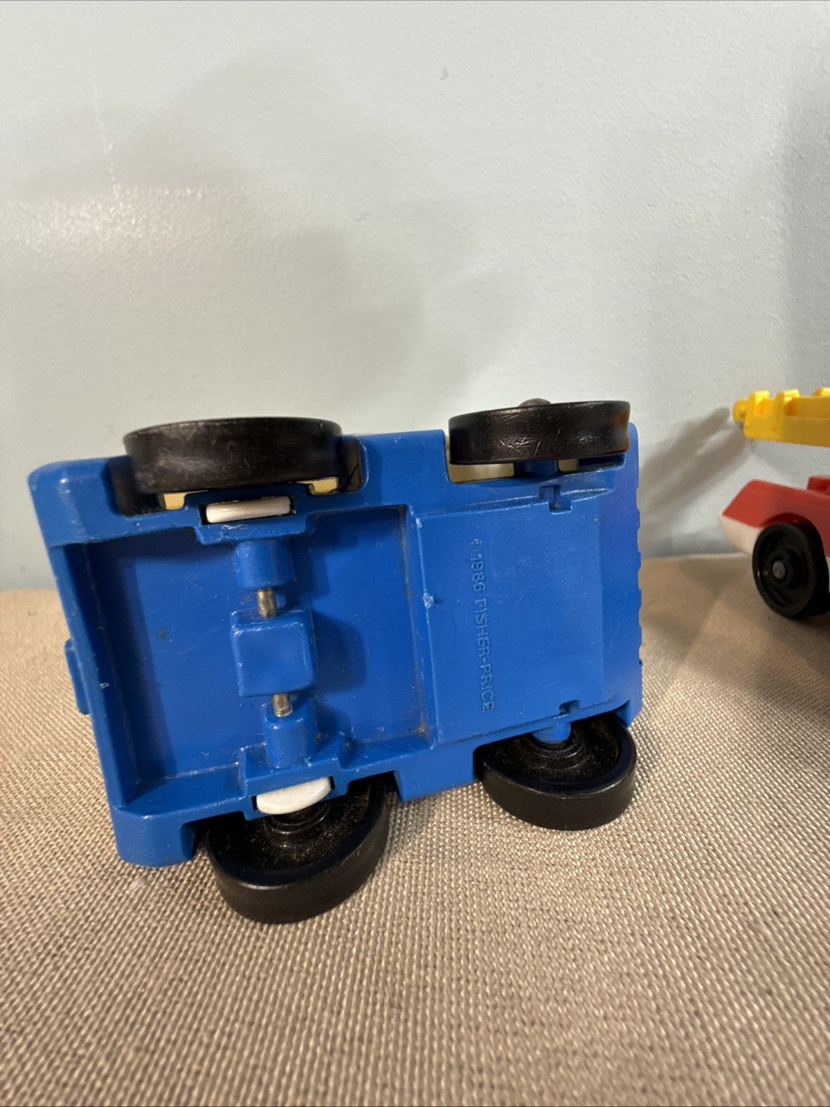 Vintage Fisher Price Little People Fire Trucks Ambulance Mail Truck + 3 Figures