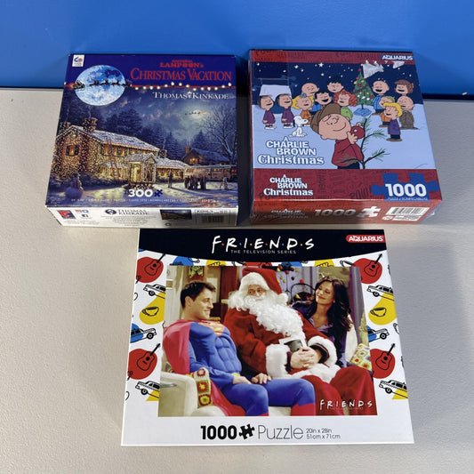 Christmas Puzzles Lot of 3 TV Movie Friends Charlie Brown Christmas Vacation Set