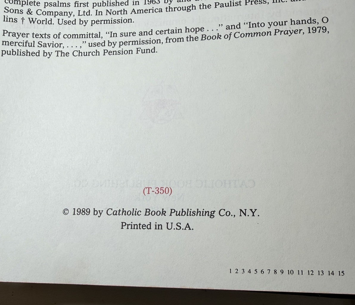 Order of Christian Funerals Roman Ritual Catholic Liturgical Book 1989 Hardcover