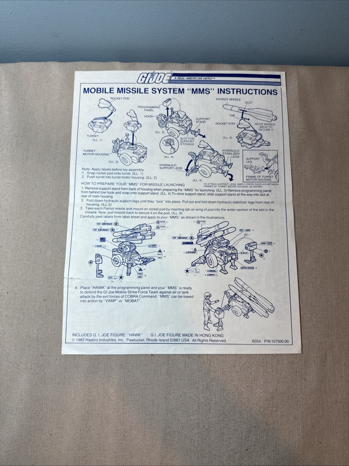 Vintage GI Joe ARAH 5 Blueprint Instruction Sheets MOBAT STUN FLAK MMS SKIMOBILE