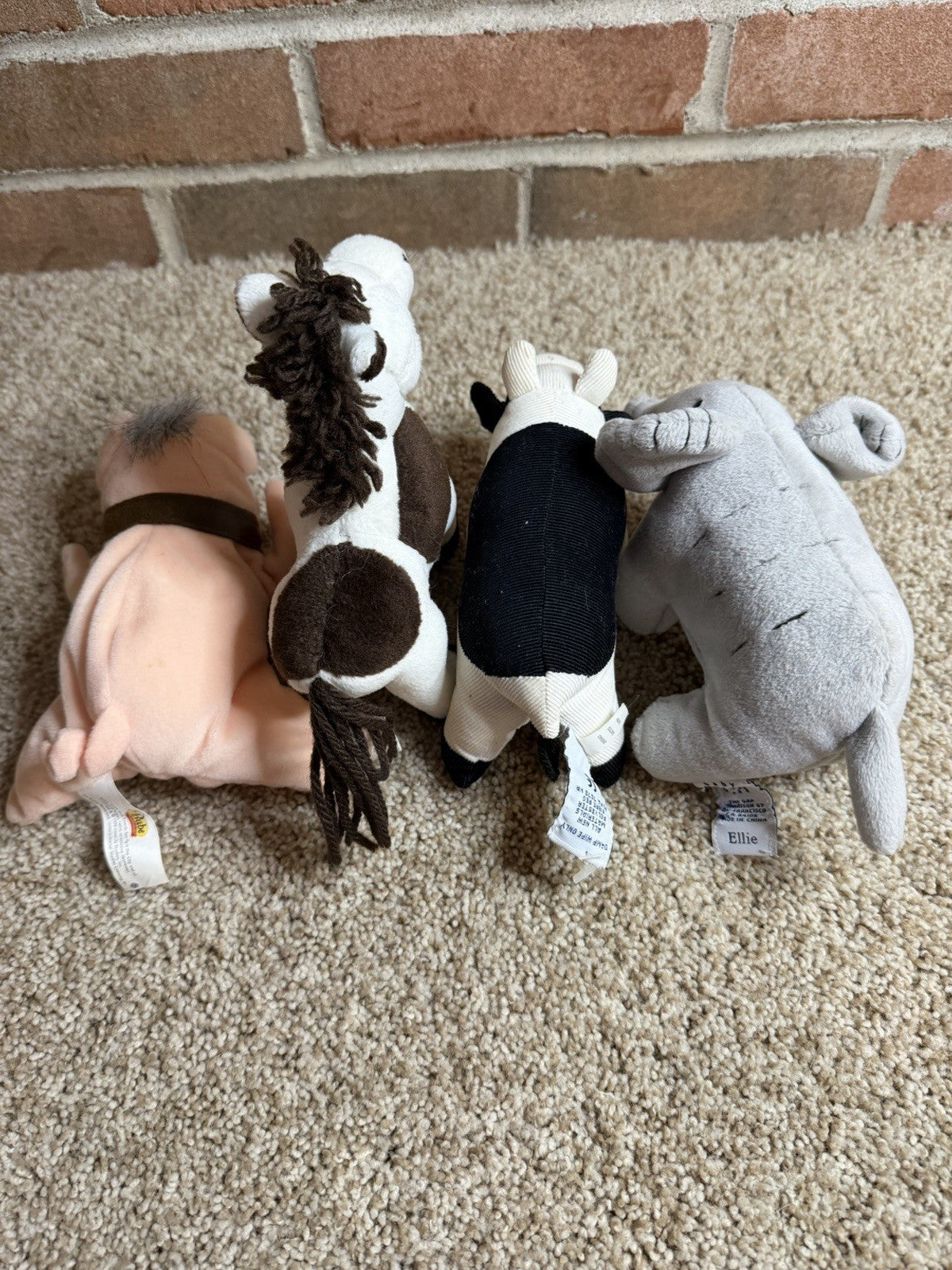 Baby Gap Plush Lot 4 Elephant Ellie Horse Cow Pig Stuffed Animals Vintage Toys