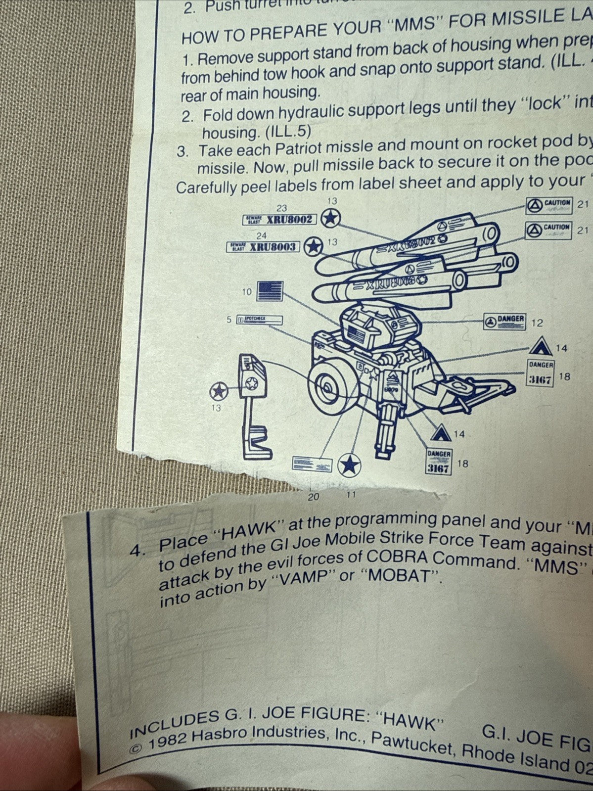 Vintage GI Joe ARAH 5 Blueprint Instruction Sheets MOBAT STUN FLAK MMS SKIMOBILE