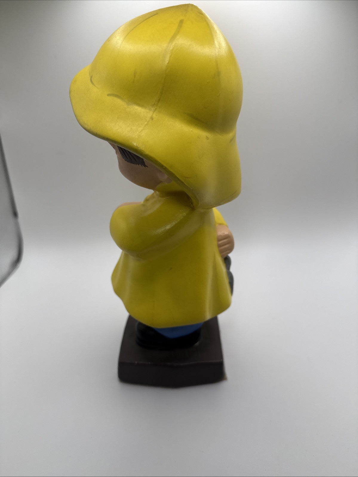Vintage 1971 Ceramic Fishing Boy & Girl In Yellow Rain Coats So Cute!