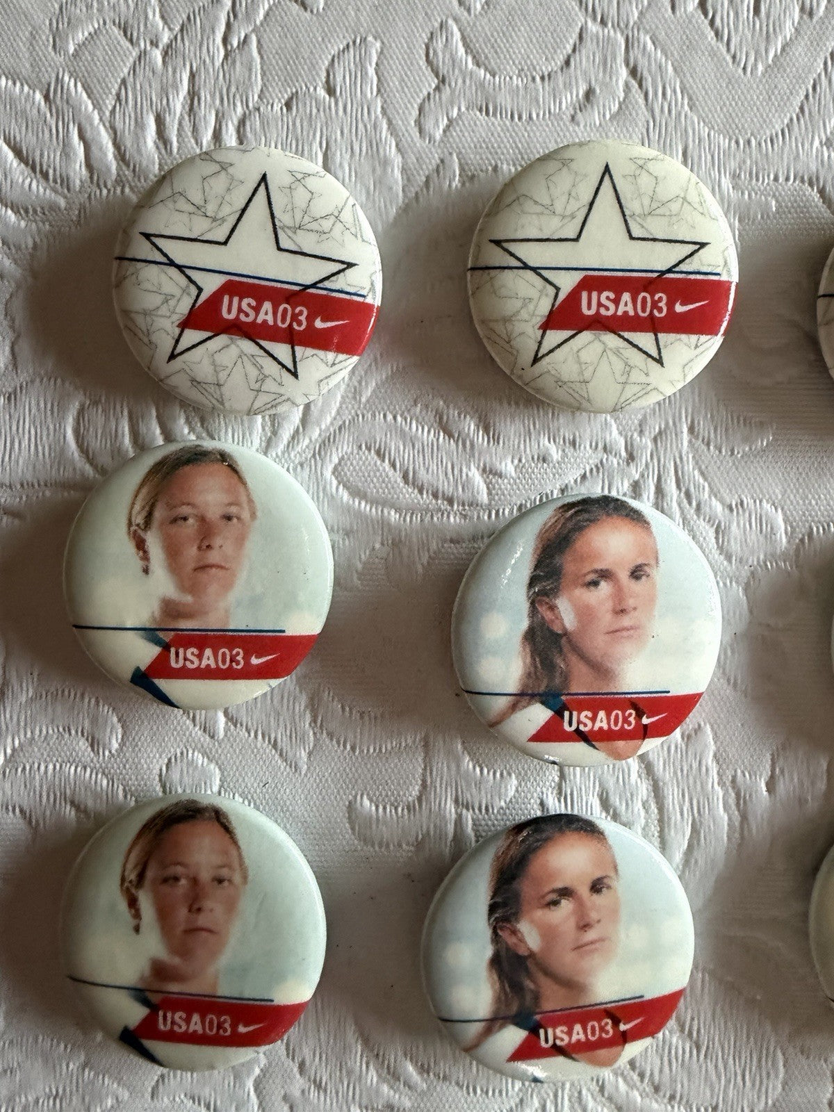 Vintage Nike USA03 USWNT Soccer Player Photo Pinback Buttons Lot Star Pins 2003