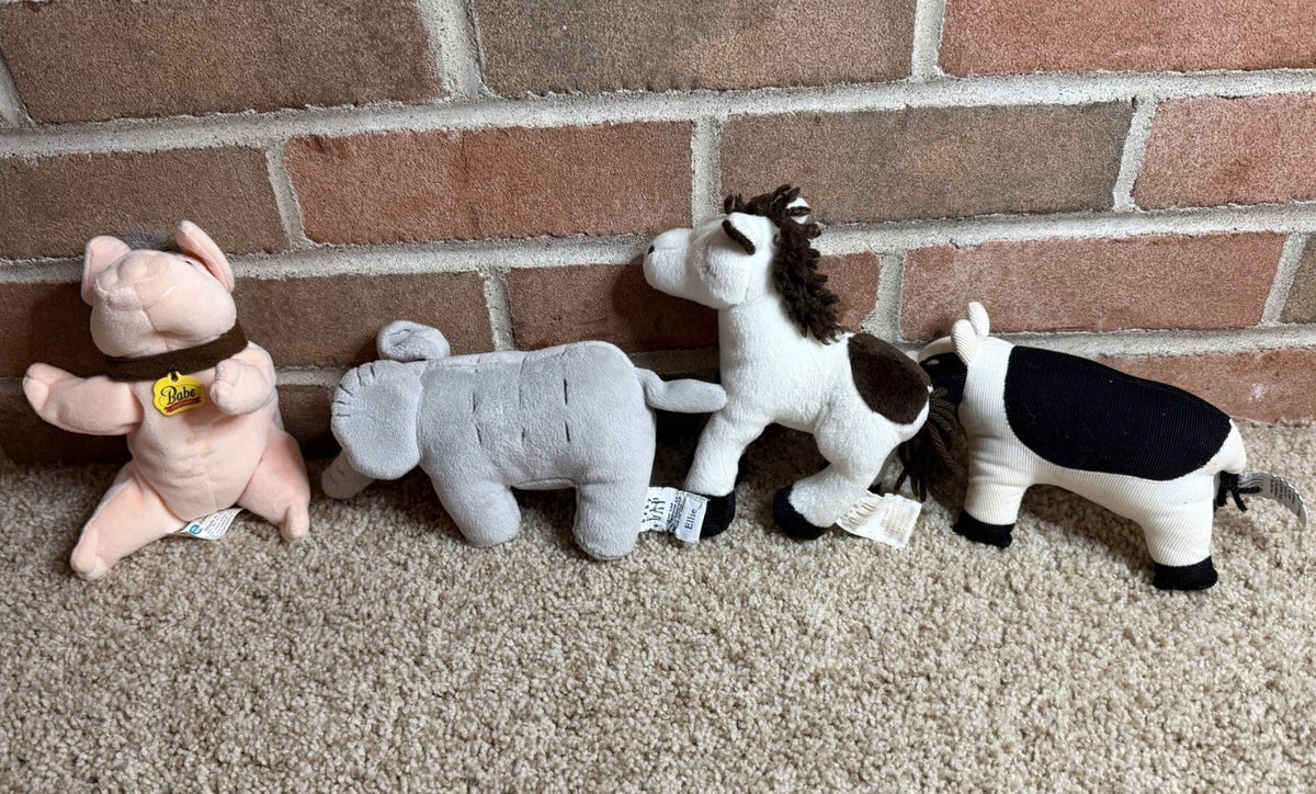Baby Gap Plush Lot 4 Elephant Ellie Horse Cow Pig Stuffed Animals Vintage Toys