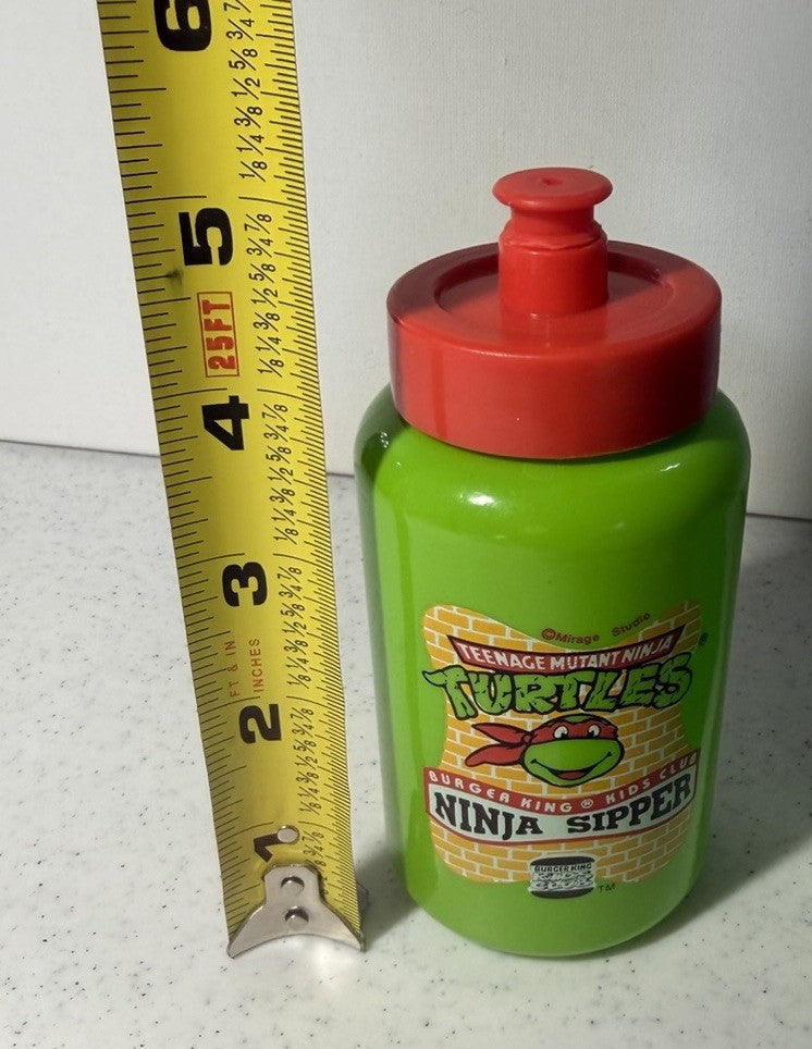 Vintage 1990 Burger King TMNT Ninja Sipper Bottle Complete Paperwork Premium Lot