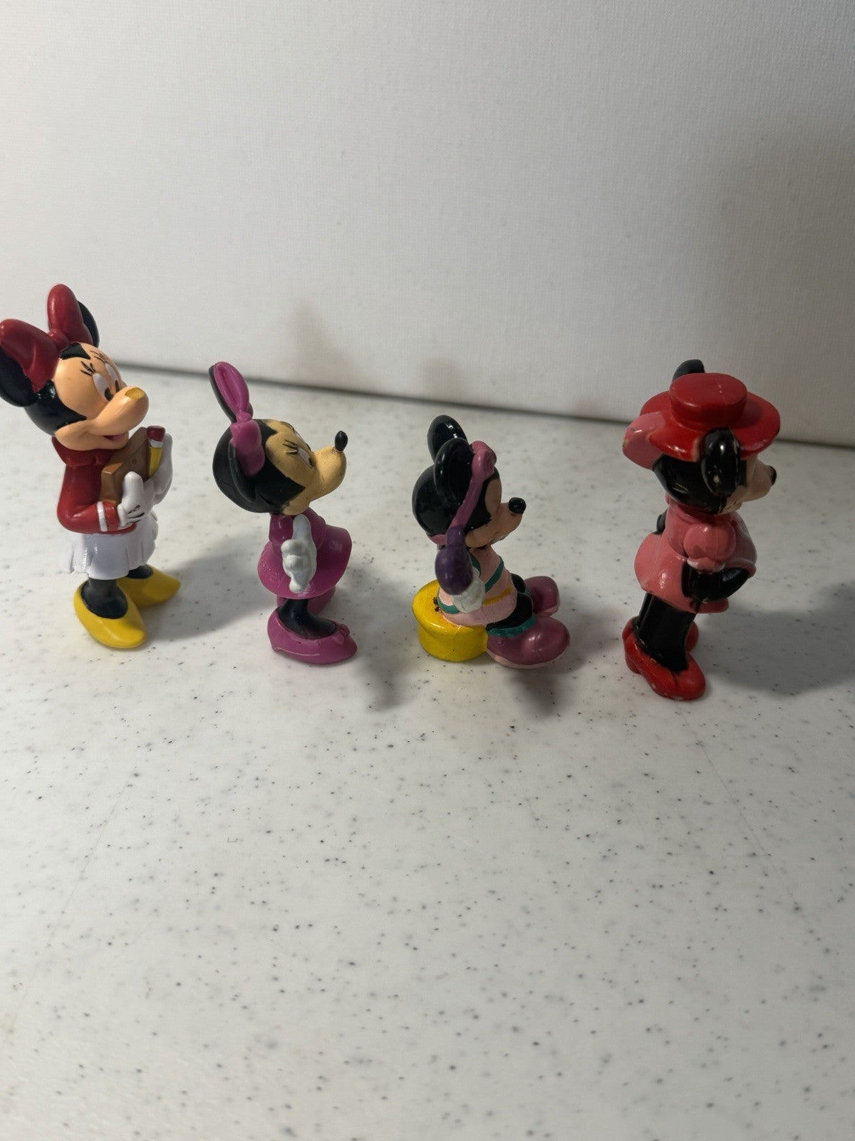 Disney Minnie Mouse Red Dress Figure Lot of 4 Vintage PVC Cake Topper Toy Set