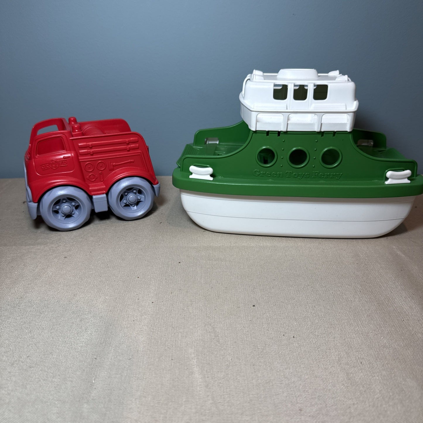 Green Toys Ferry Boat Fire Truck Recycled Plastic Preschool Toy Lot Made USA