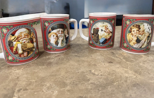 1987 Enesco The Gifted Line John Grossman Santa St Nicholas Mugs Set of 4 Box