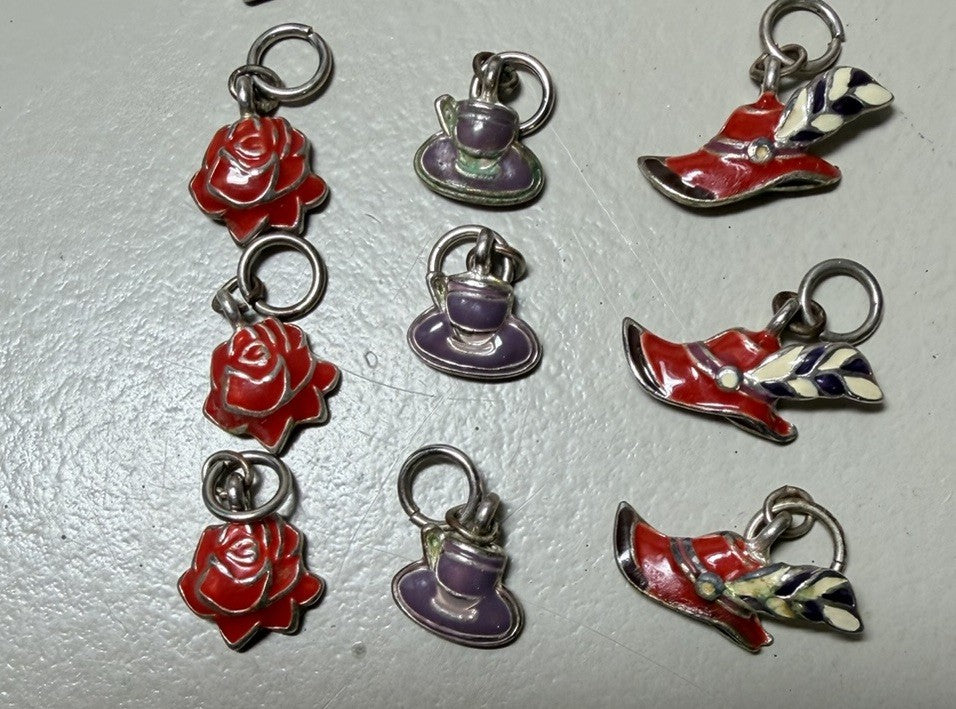 Red Hat Society Lot Teapot Pin Keychain Charms Jewelry Craft Beads Red Purple