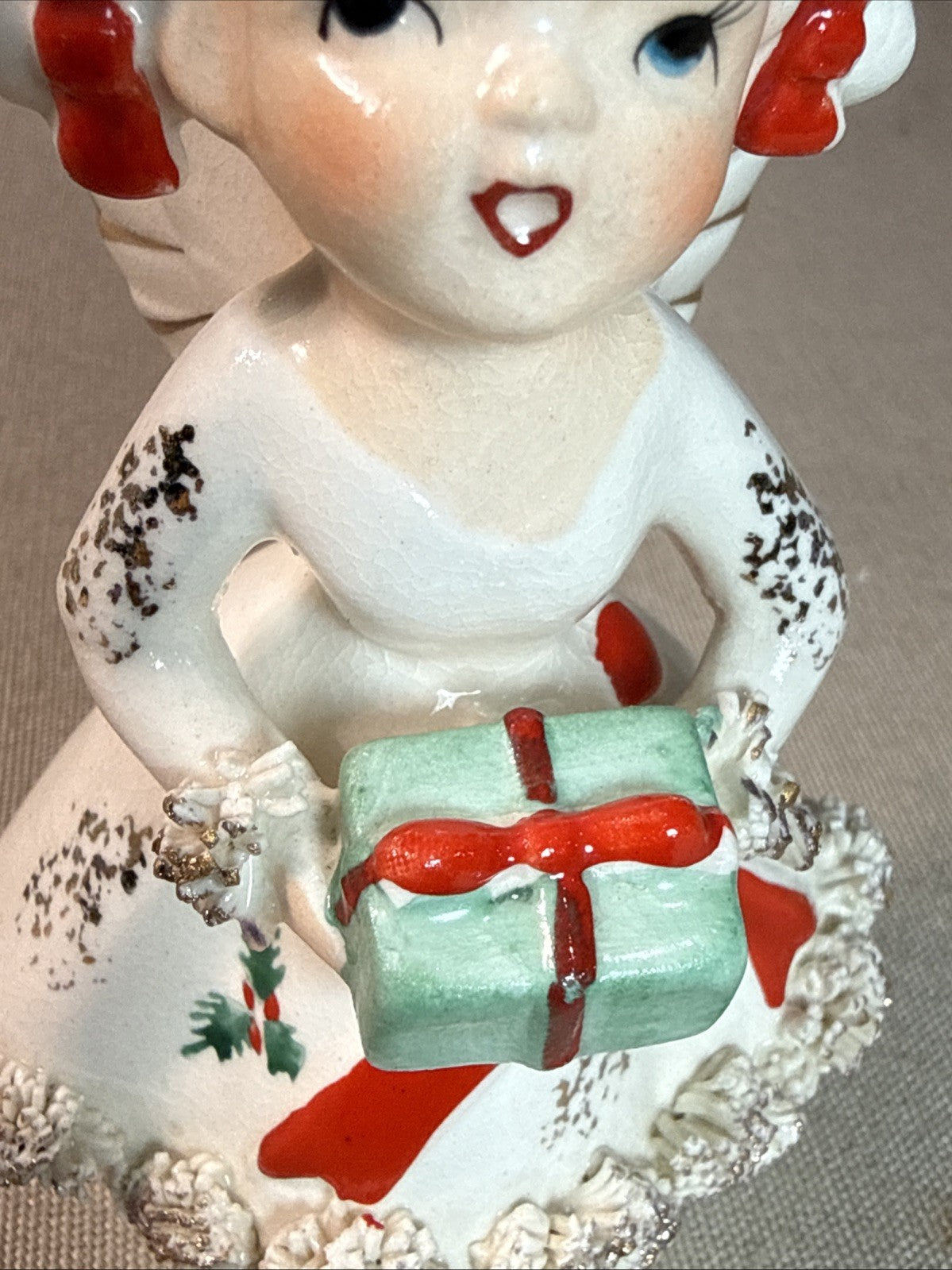 Vintage December Birthday Angel Girl Figurine Japan MB Daniels Highmount 4.5"