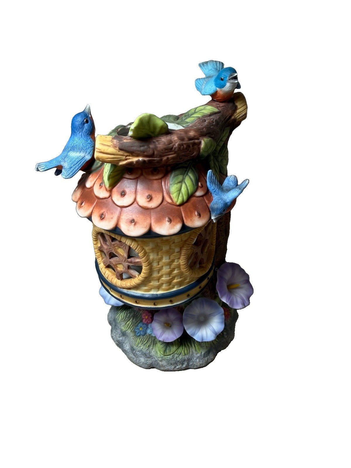 Vintage PartyLite Tree Top Inn P7320 Tealight Holder Birds Flowers New NIB Box