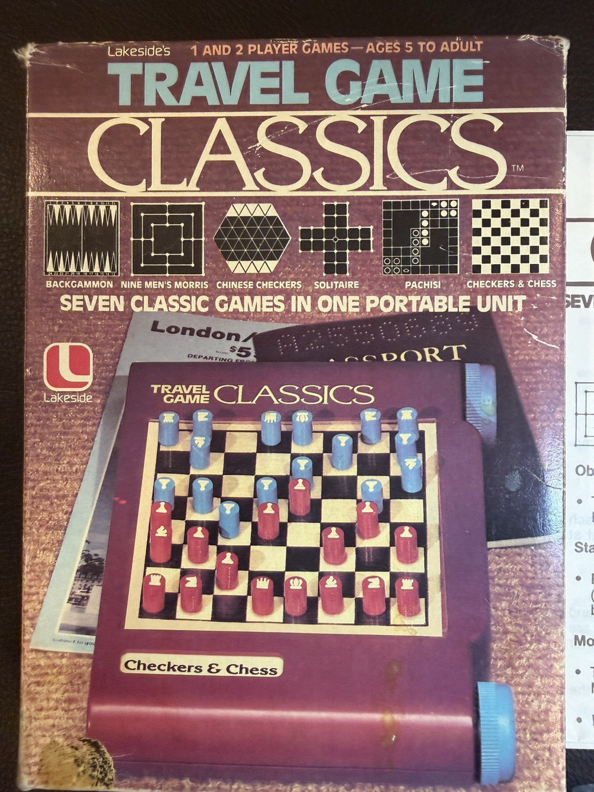 Vintage 1981 Lakeside Travel Game Classics 7 in 1 Portable Board Game Complete