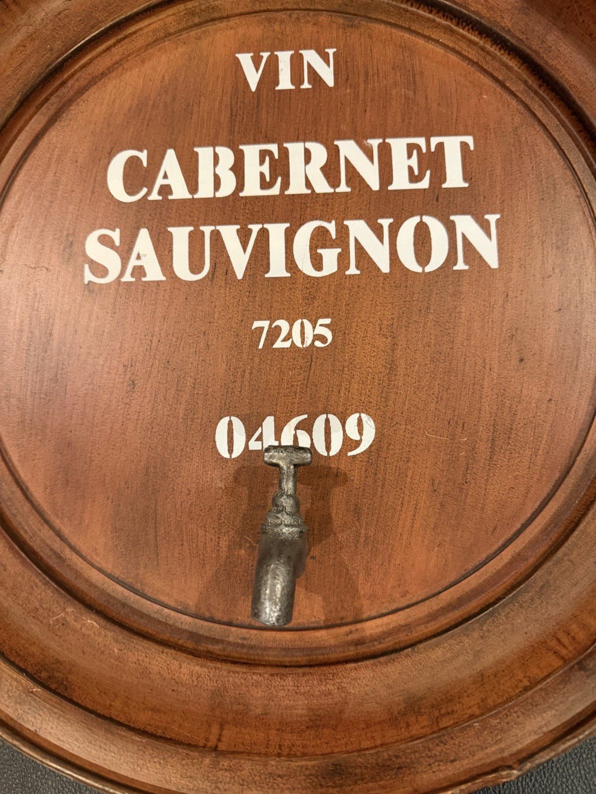 Vin Cabernet Sauvignon Wine Barrel Head Wall Decor Metal Plaque 16" Round
