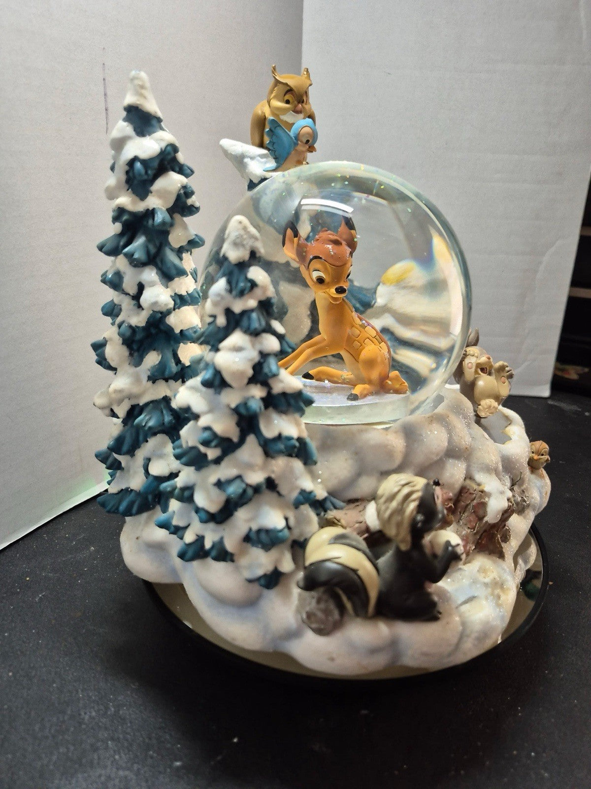Disney Store Winter Bambi Musical Snow Globe Lighted Exclusive Collectible RARE