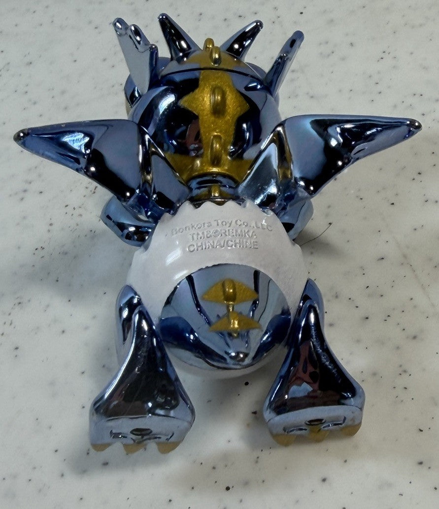 Ryan's World Shelldon Baby Dragon Metallic Chrome Figure Blue Gold