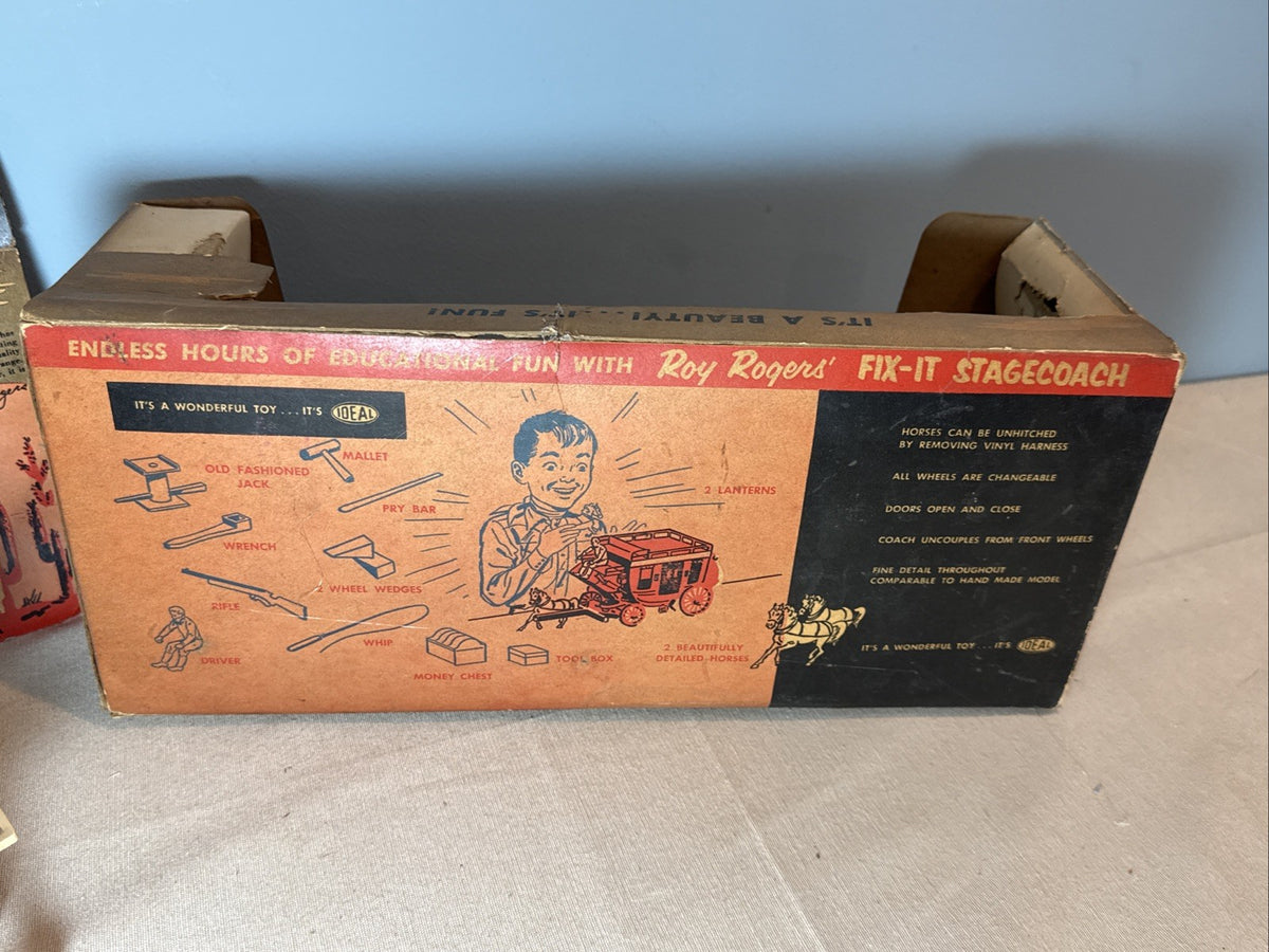 Vintage 1955 Roy Rogers Fix It Stagecoach Ideal Toy Original Box Incomplete set