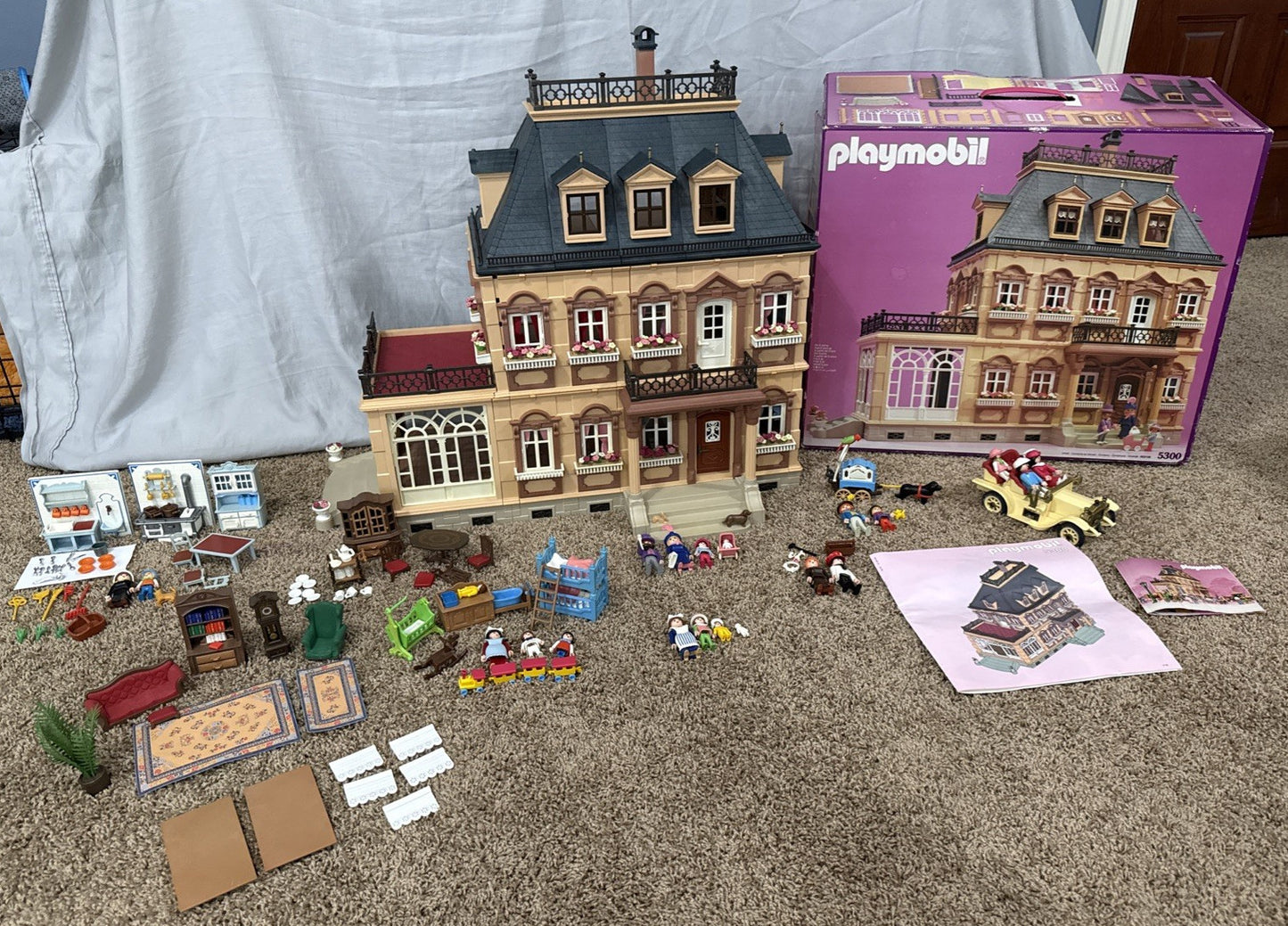 Vintage Playmobil 5300 Victorian Mansion 98% Complete+ 9 Partial Sets with Box