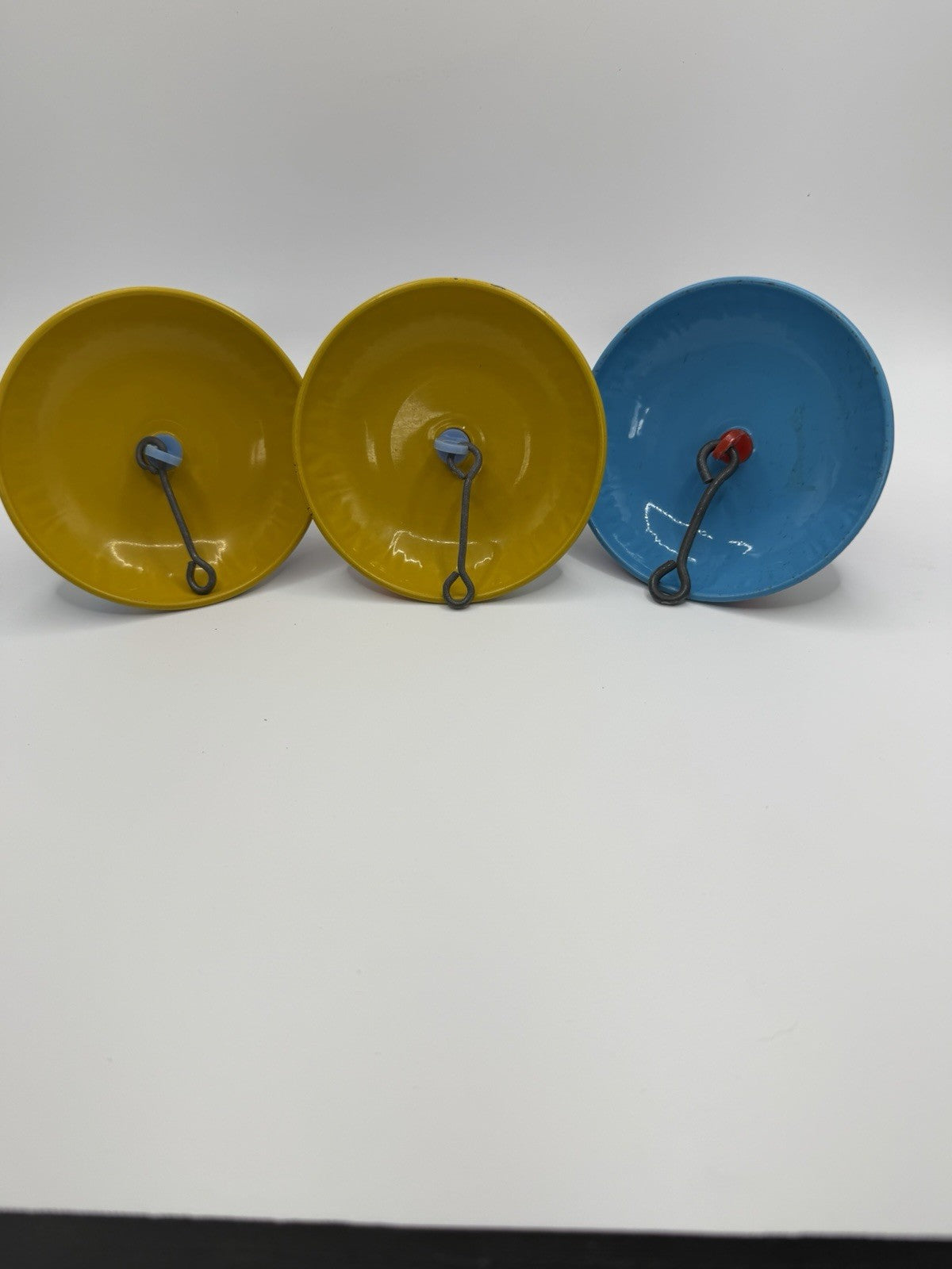 Vintage Tin Clicker Toys Circus Clown Ratchet Noise Makers Litho Metal Lot of 3