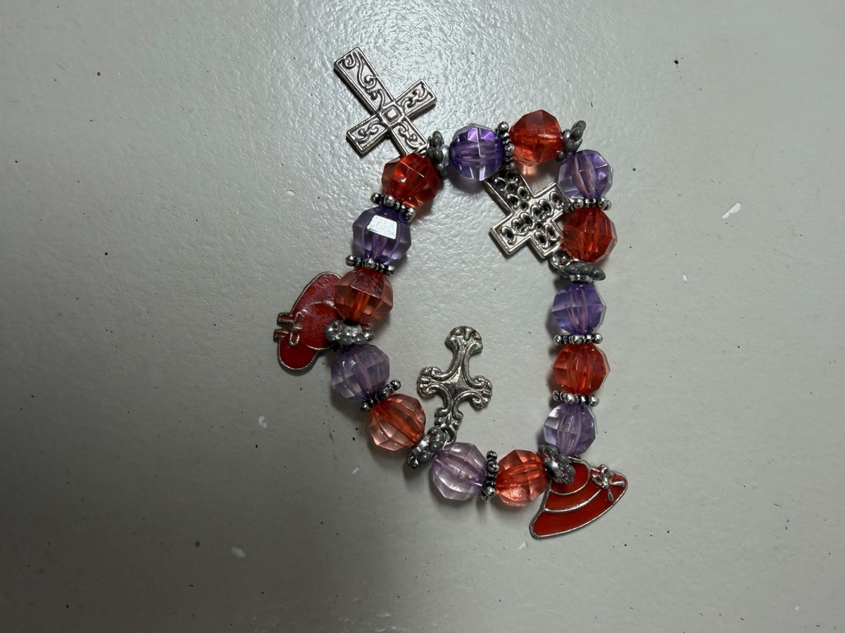 Red Hat Society Lot Teapot Pin Keychain Charms Jewelry Craft Beads Red Purple