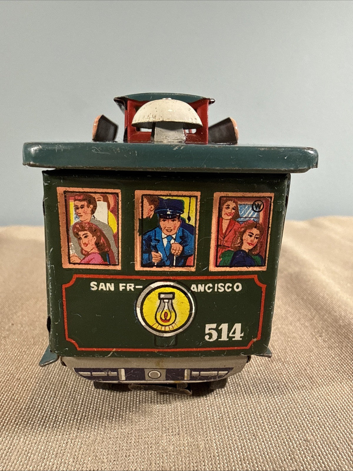 Powell & Mason st Tin Toy street cable Car San Francisco 514 Friction Toy Works