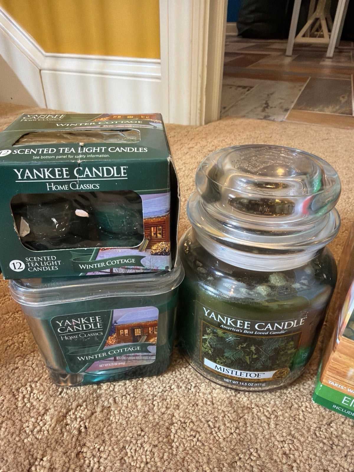 Yankee Candle Holiday Lot Mistletoe Winter Cottage Wax Warmer Tea Lights NIB