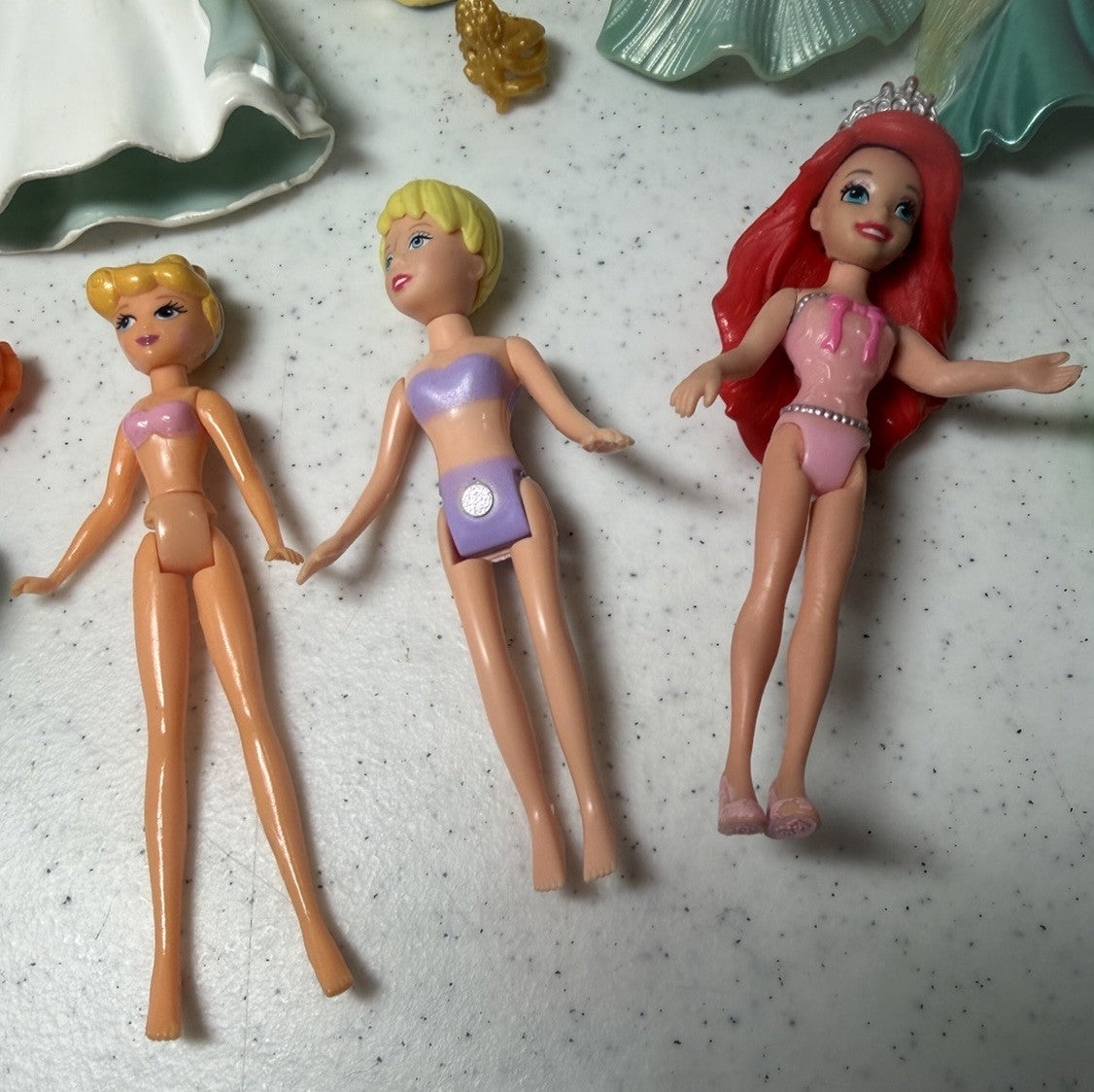 Disney Princess Polly Pocket Mini Doll Lot Ariel Belle Cinderella Merida 16 pcs