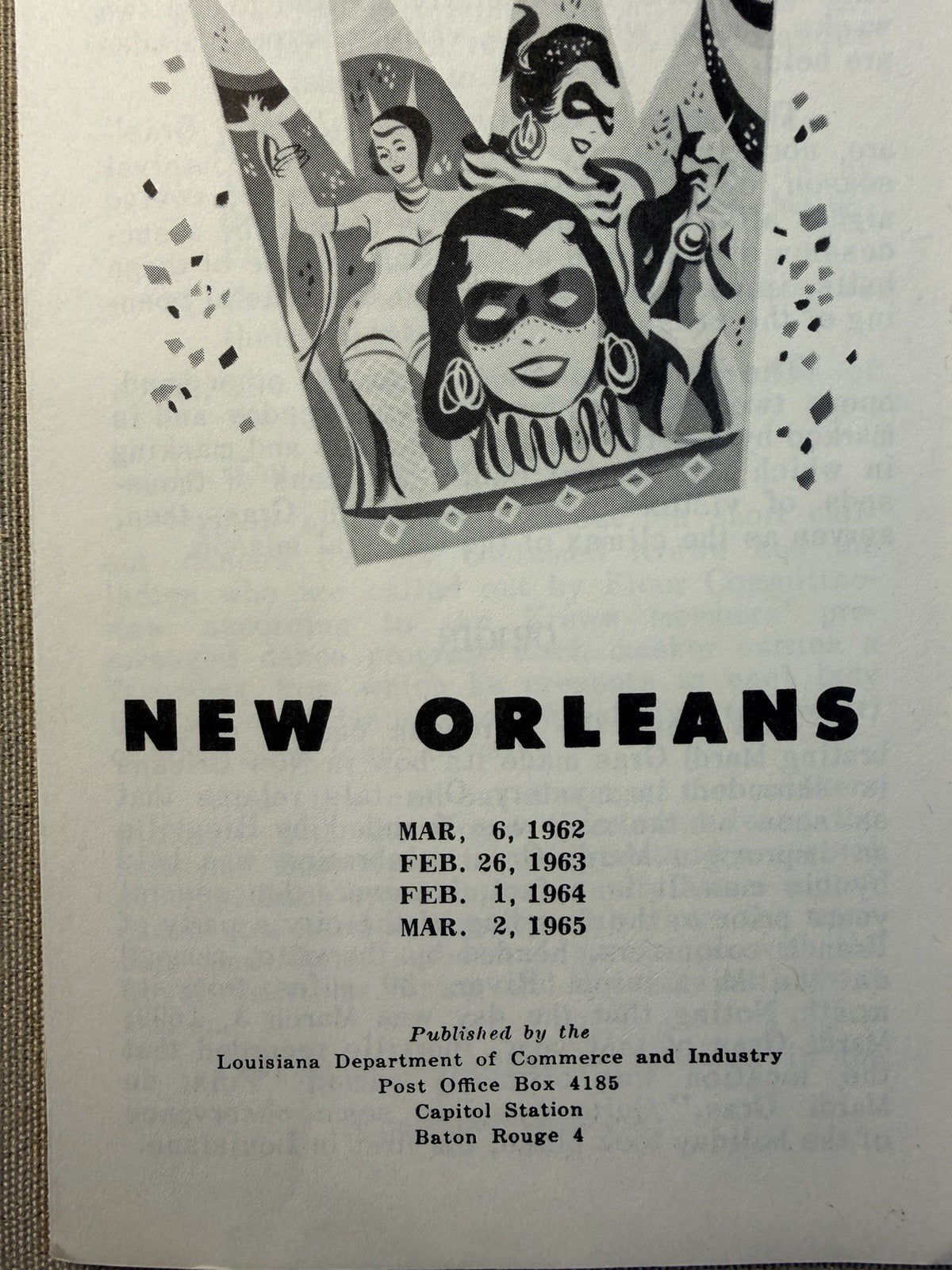 Vintage New Orleans Louisiana Tourist Guide Blue Book Mardi Gras Map 1950s-60s