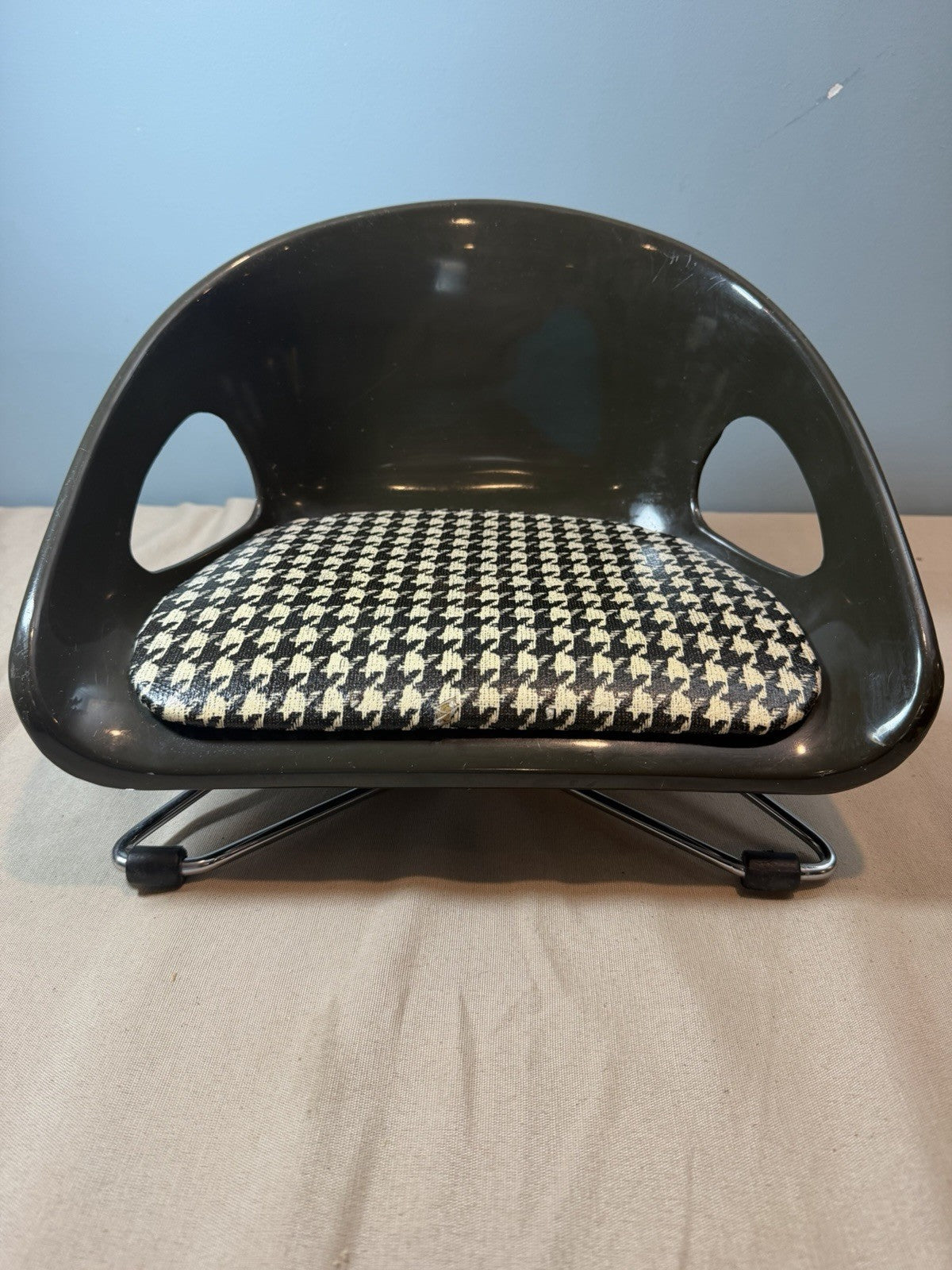 Vintage Cosco Doll Chair Miniature Plastic Houndstooth Mid Century Furniture MCM