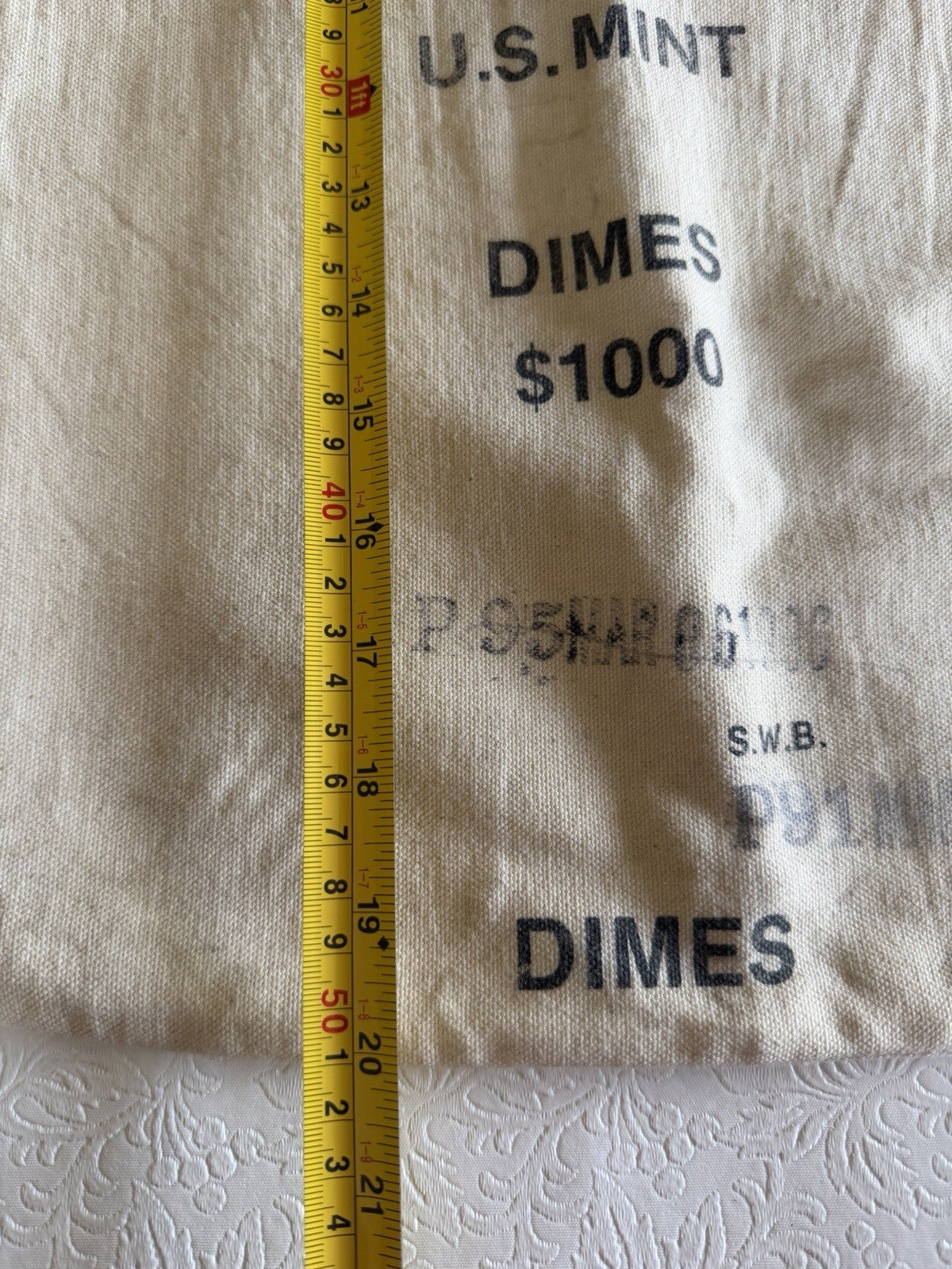 Vintage US Mint Canvas Coin Bags Lot 2 1000 Dimes 50 Cents Money Sacks Treasury