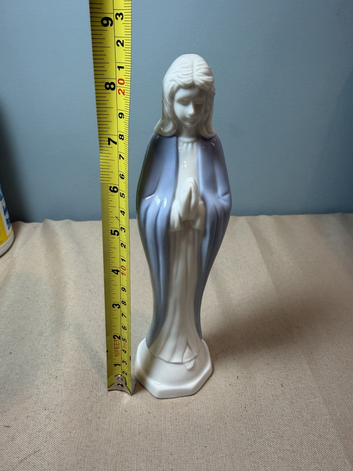 Vintage 1986 Lefton China Virgin Mary Figurine Hand Painted Statue 8"