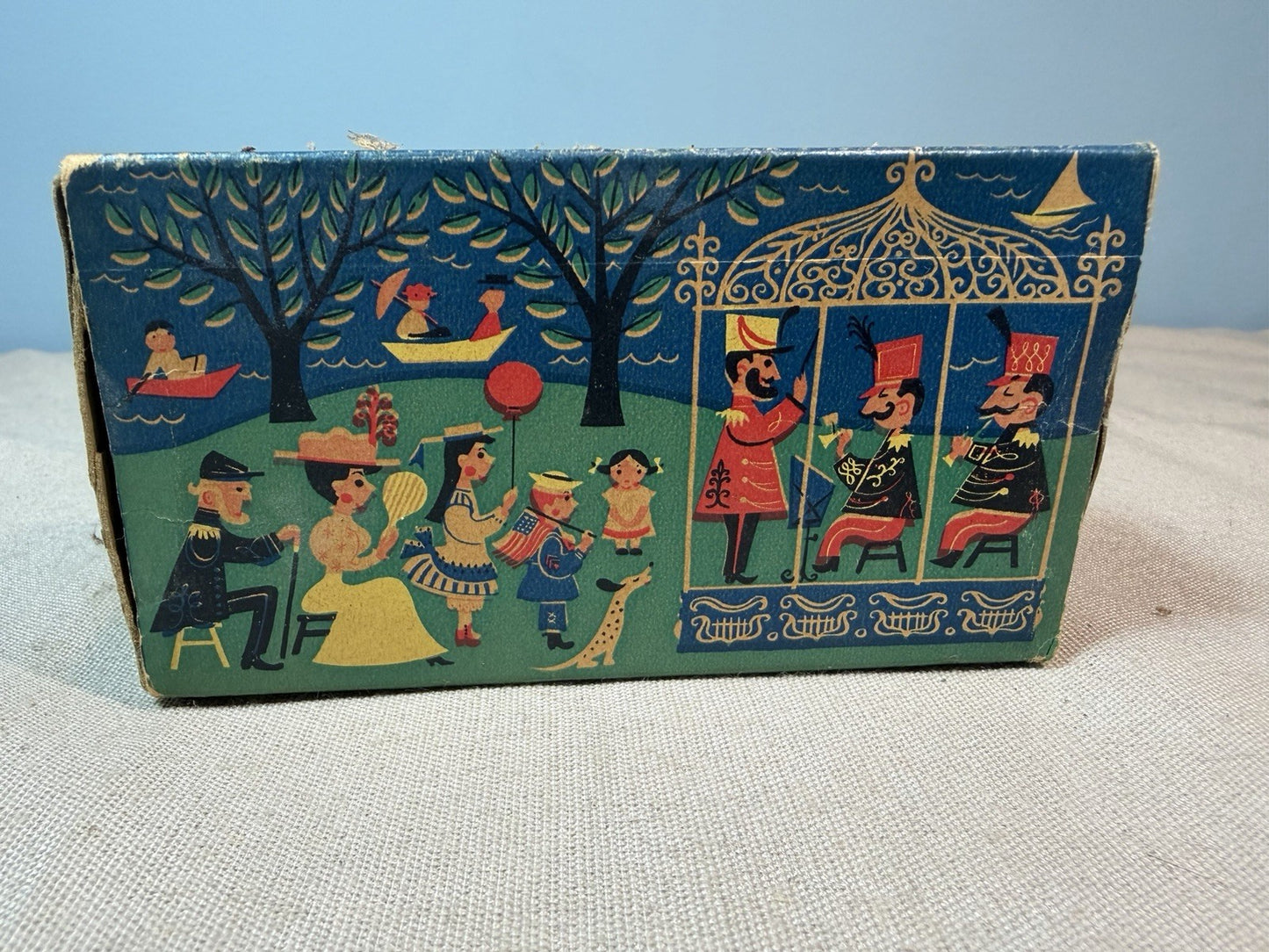 Vintage Stick Band Concert Matchbox Ohio Blue Tip Matches Advertising Tin