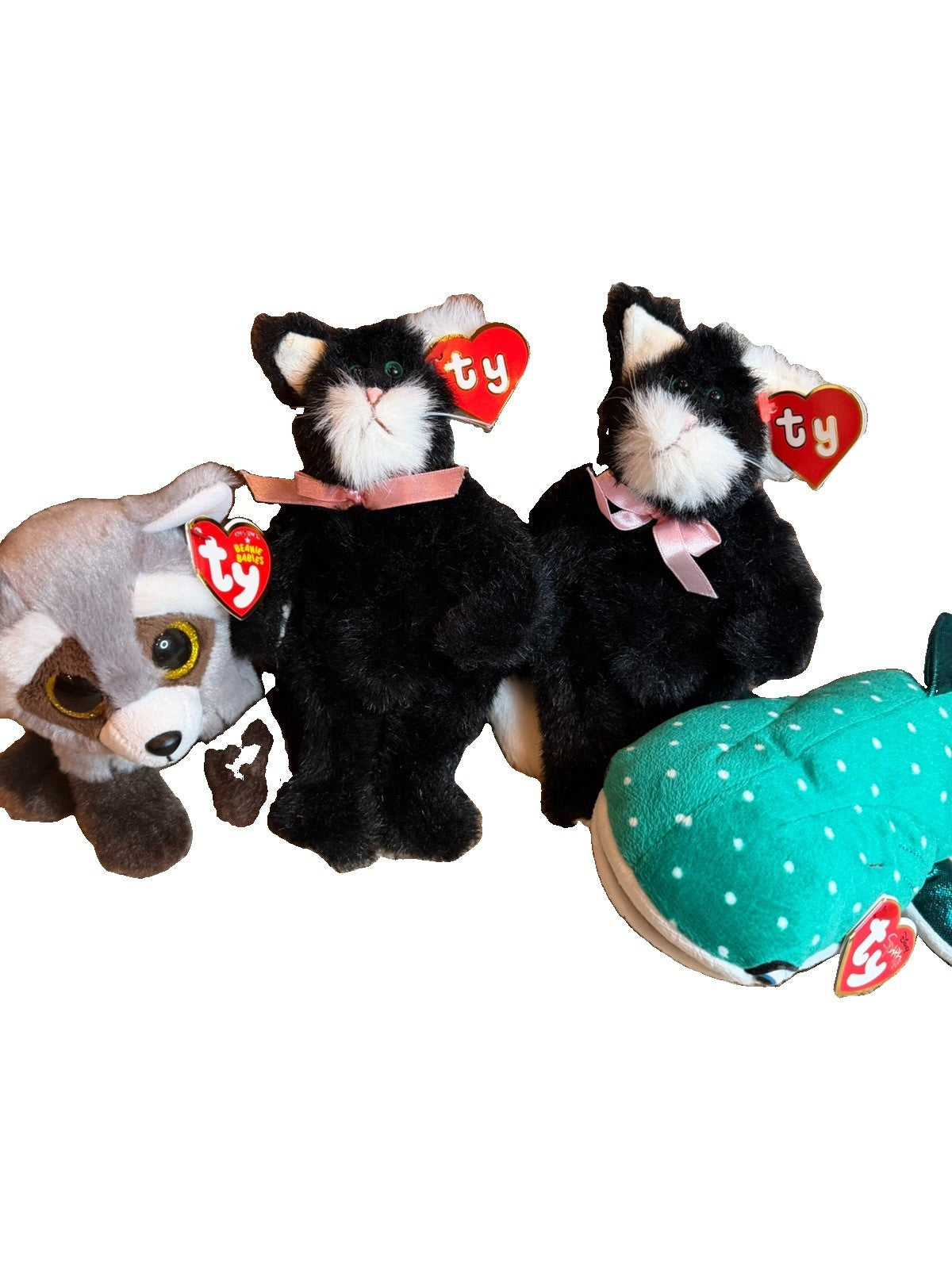 Ty Beanie Babies Purry Cat Bandit Raccoon Finding Dory Destiny Plush Toy Lot 4