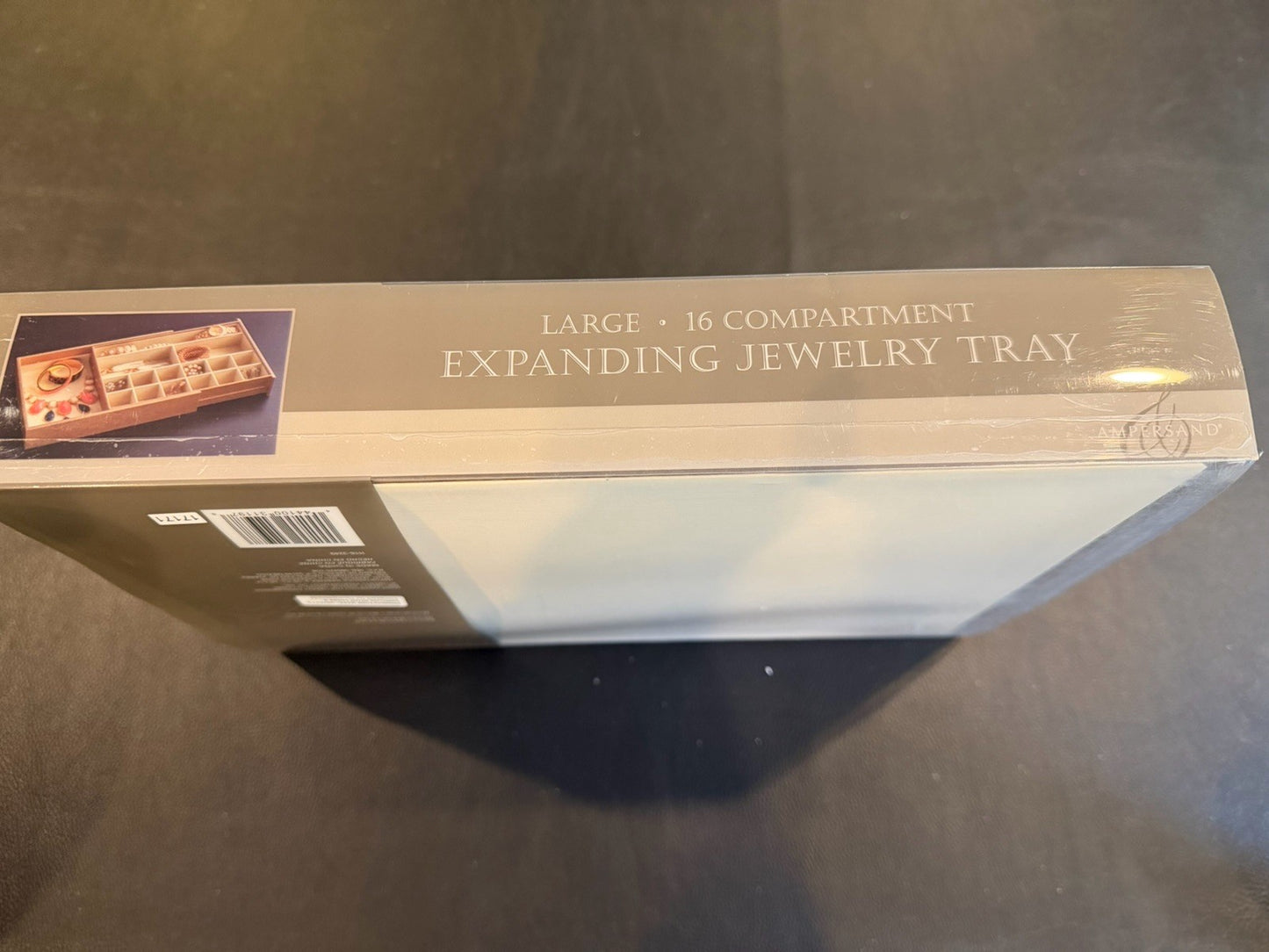 Ampersand 16 Compartment Expanding Jewelry Organizer Tray Wood Taupe New NIB