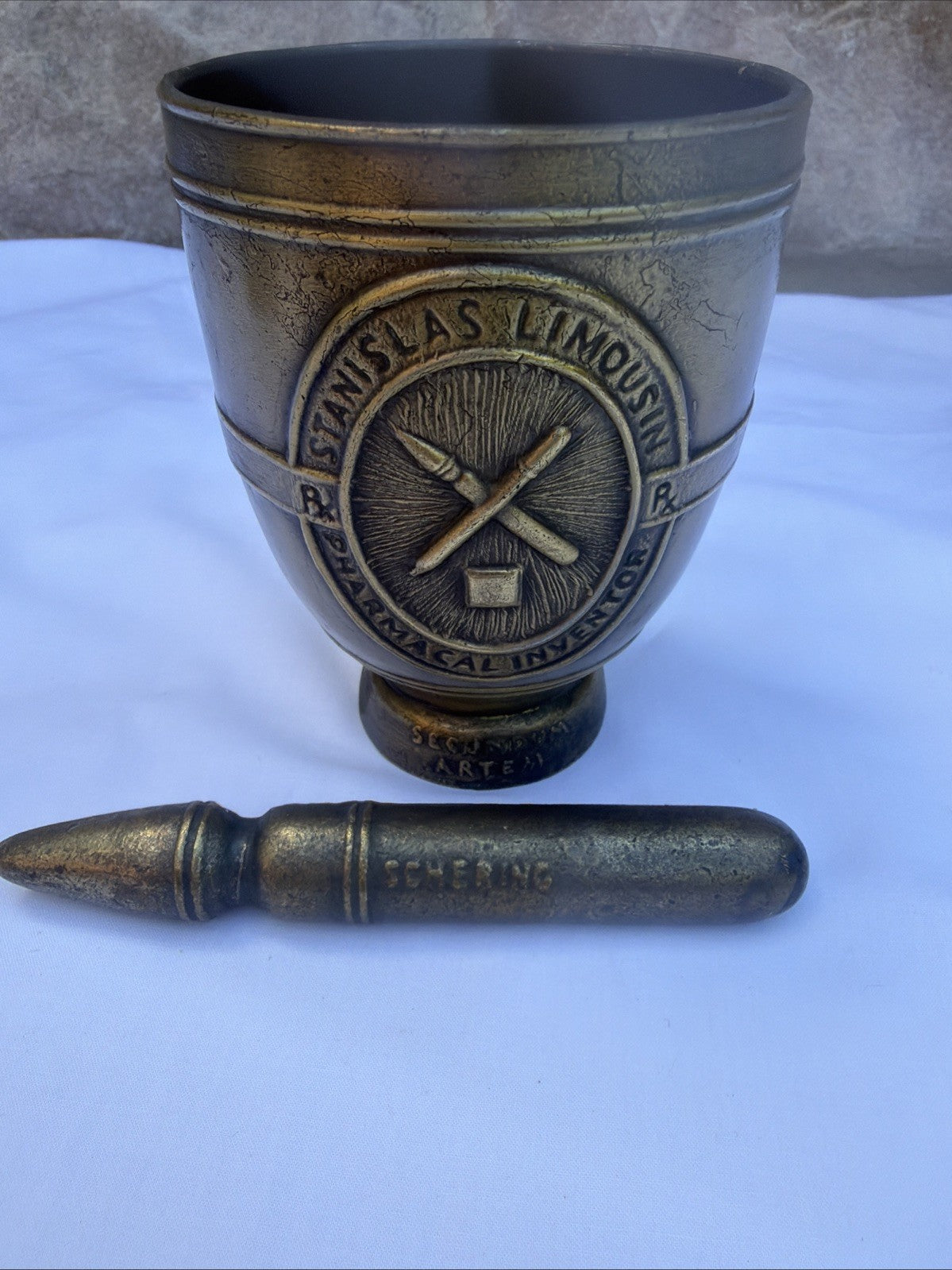 Vintage Apothecary Pharmacy Collectibles Lot Schering Hampden College Bronze Car