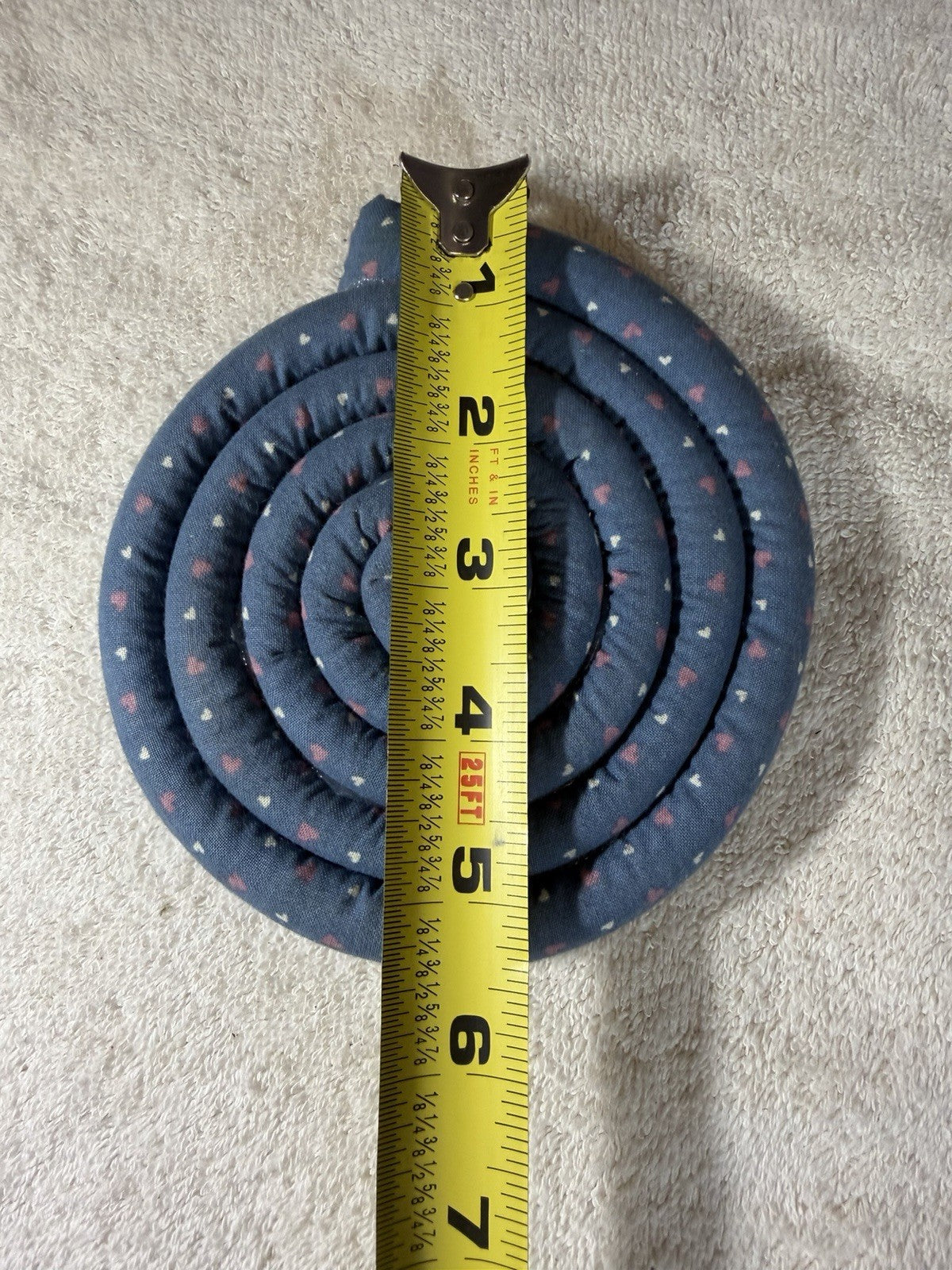 Vintage Fabric Trivet Coiled Blue Floral Heavy Weighted 5"
