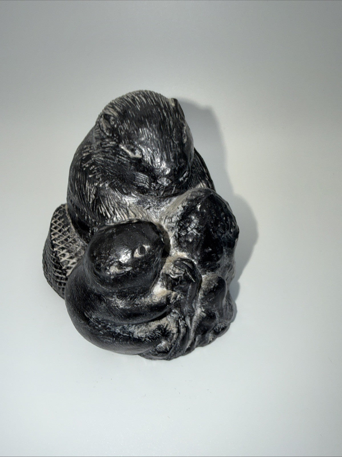 Wolf Original The Wolf Sculptures Soapstone Carved Beavers Native Canadian Vtg