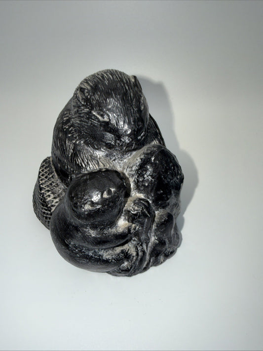 Wolf Original The Wolf Sculptures Soapstone Carved Beavers Native Canadian Vtg