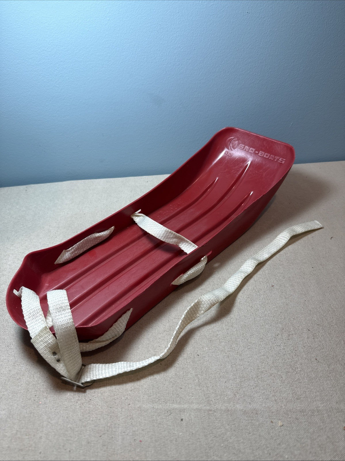 Vintage K-Tel Sno Boats Miniature Sled Red Plastic 14.5 Inch Display Toy Child