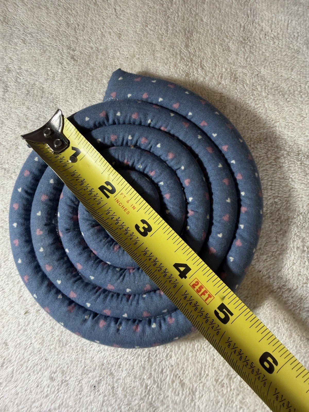 Vintage Fabric Trivet Coiled Blue Floral Heavy Weighted 5"