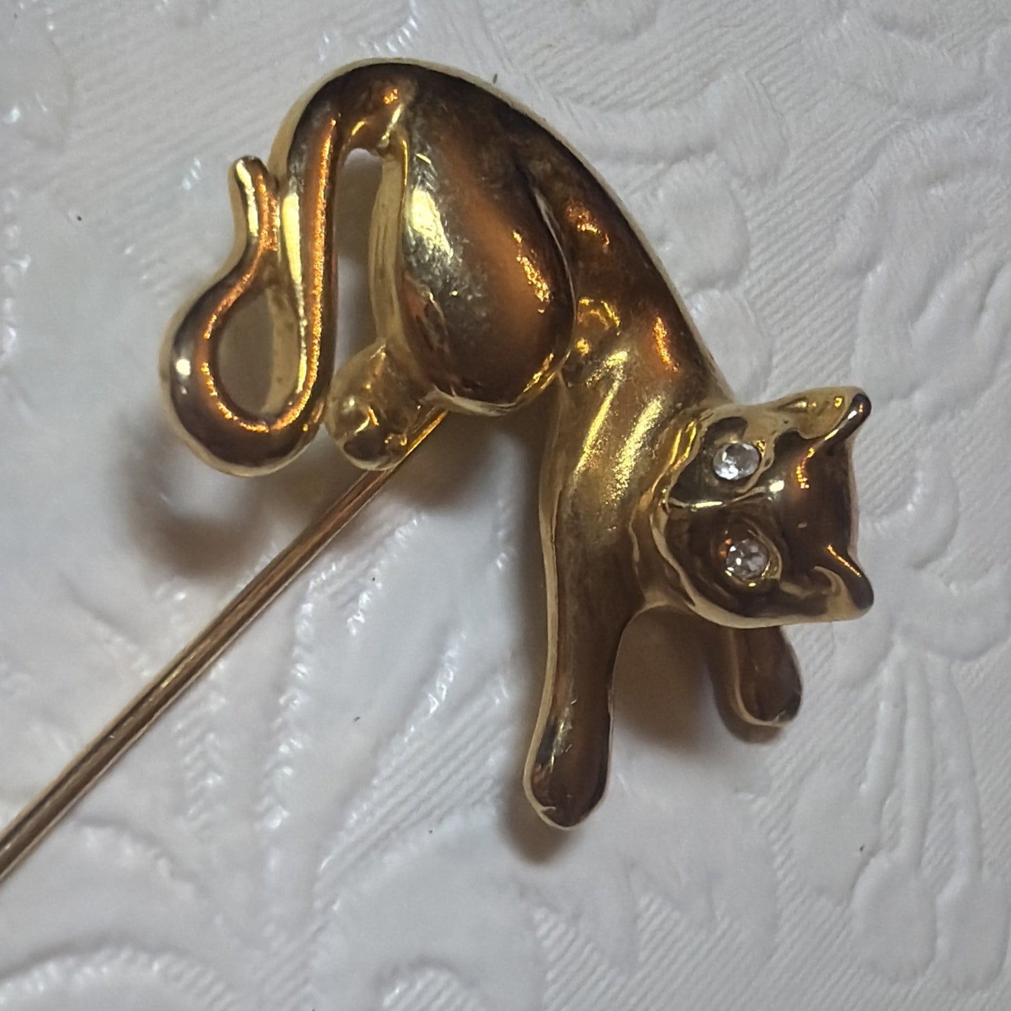 Vintage Weingeroff Cat Brooch Kitten Stick Pin Jewelry Lot of 2 pins with Case