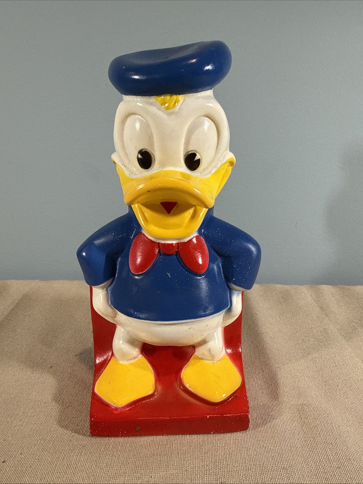 Disney Donald Duck Piggy Bank Vintage Plastic No Plug 8"