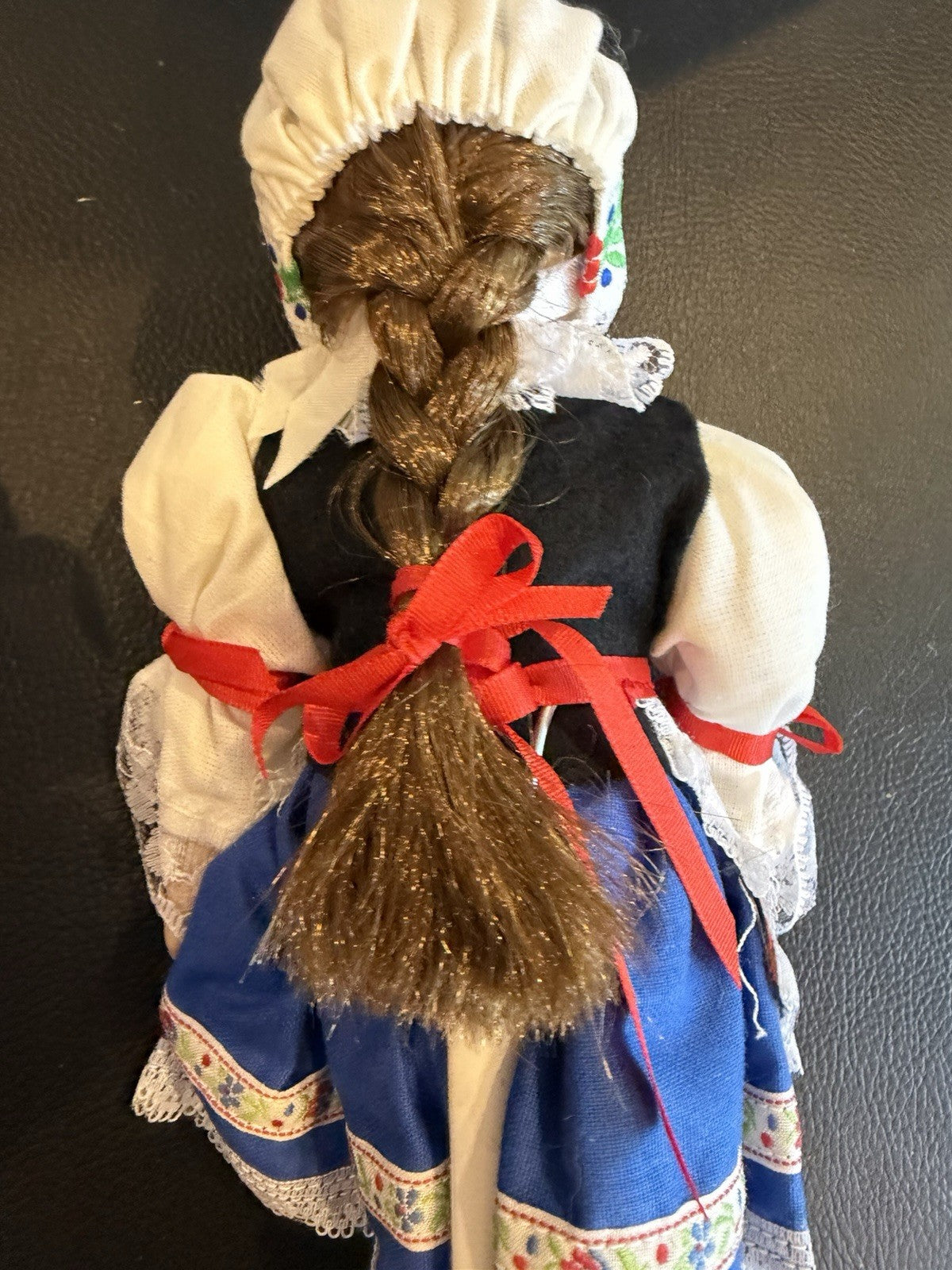 Vintage Porcelain Folk Costume Dolls Lot 2 Braided Hair Stands 8" Traditional