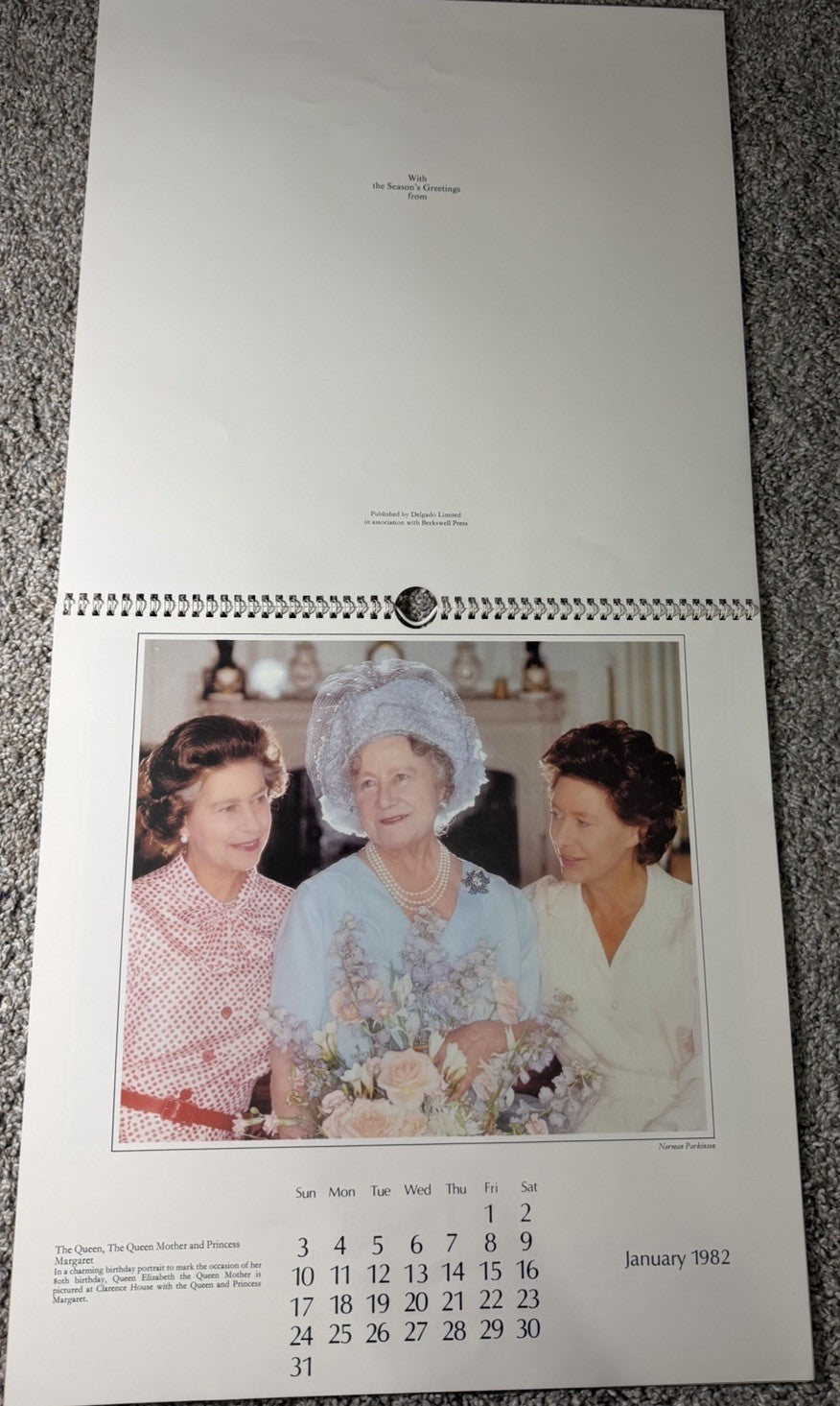 Vintage 1982 Royal Year Calendar Prince Charles Princess Diana Wales